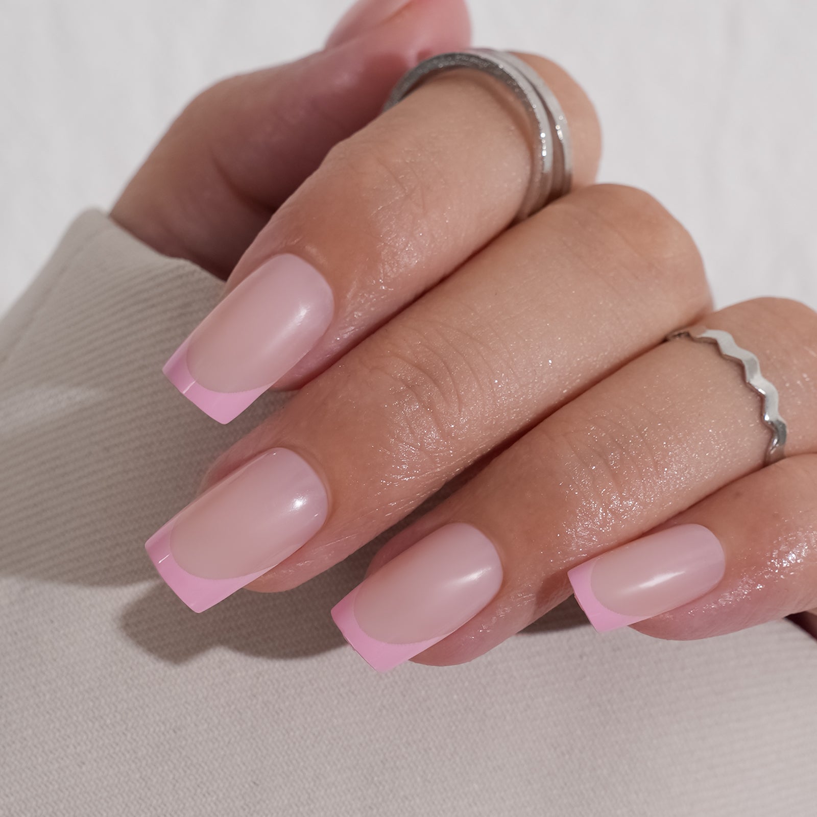 Pretty Pink Press On Nails - 24 Pieces Complete Kit