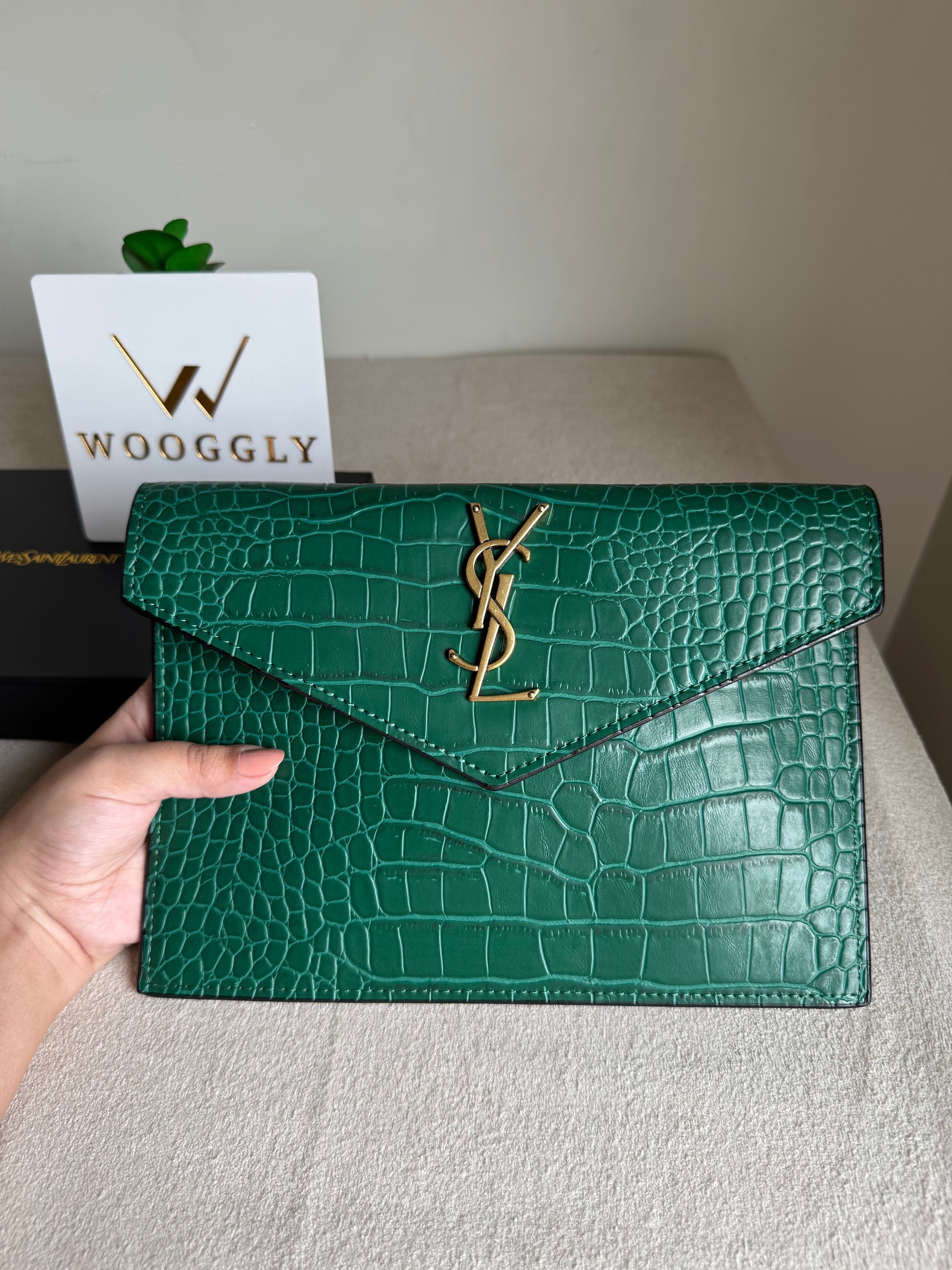 Premium Quality YSL Pouch with Box Packing - Green