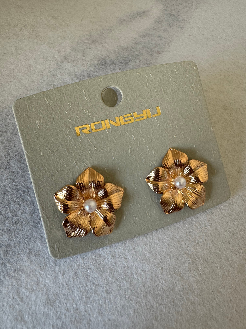 Gold Floral Studs - 18K Gold Plated