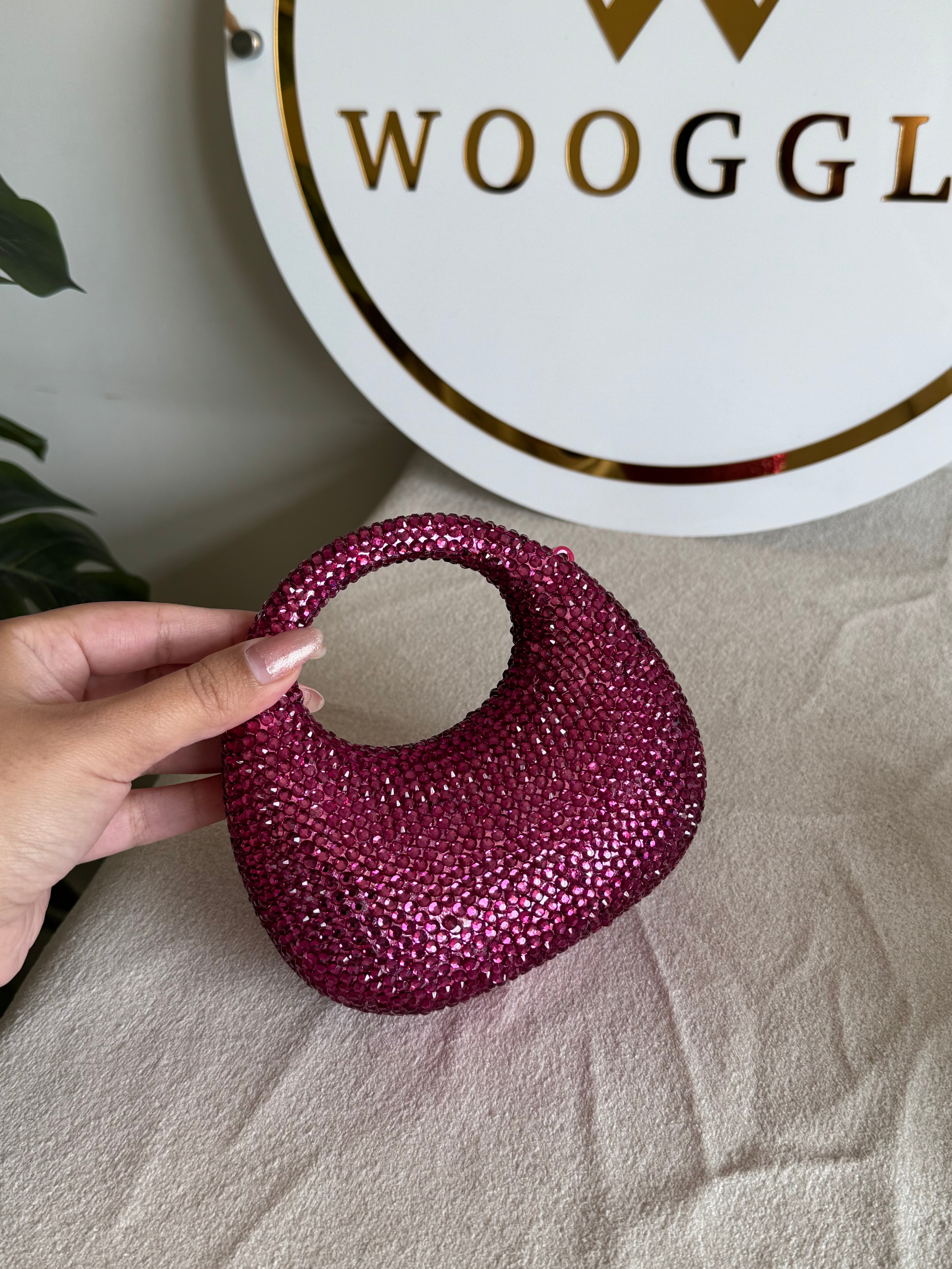 Viral Swarovski Metallic Clutch - Mini Pink