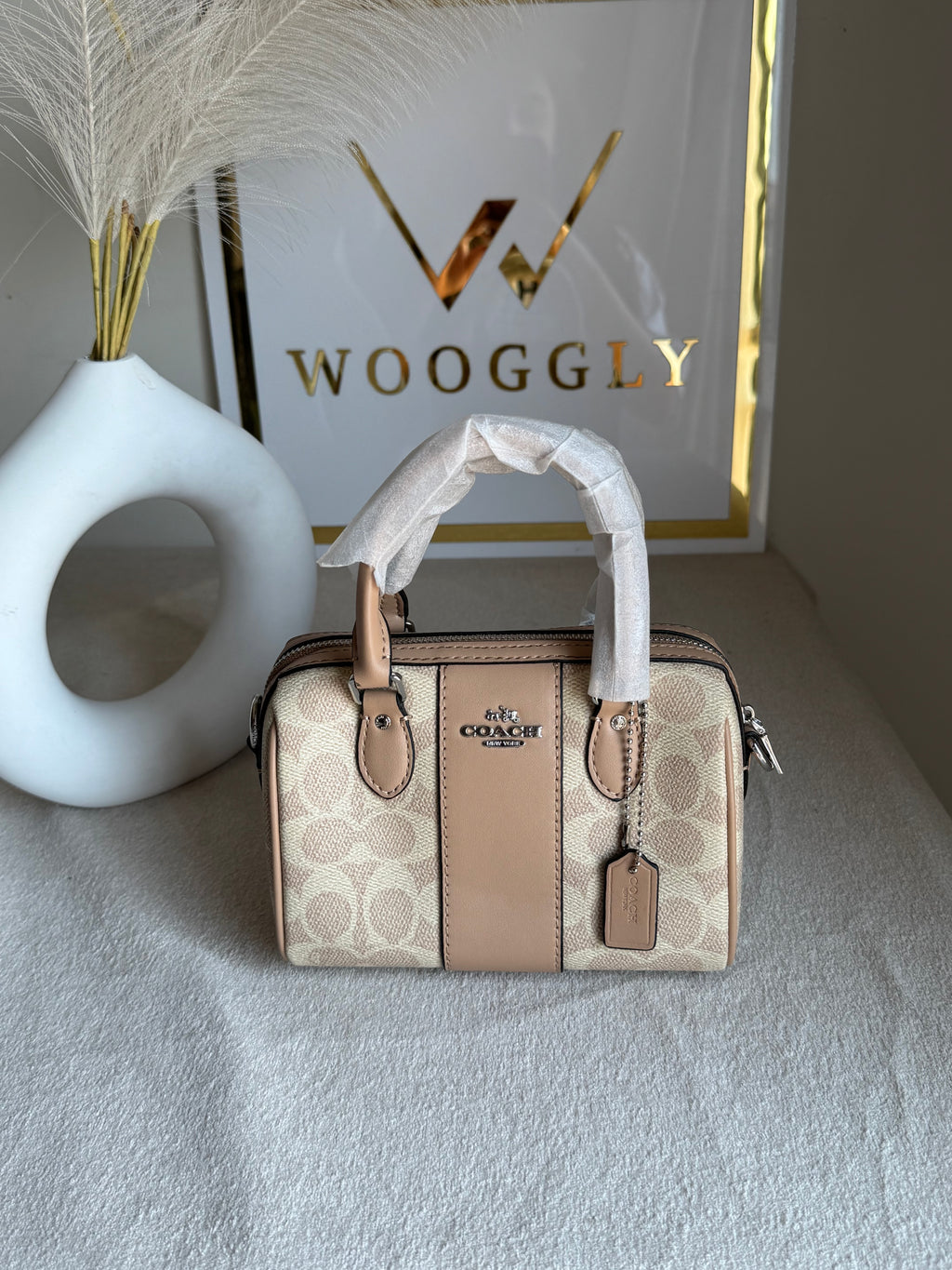 COACH Mini Duffle Bag PREMIUM with Long Strap (Beige) - BOX PACKING