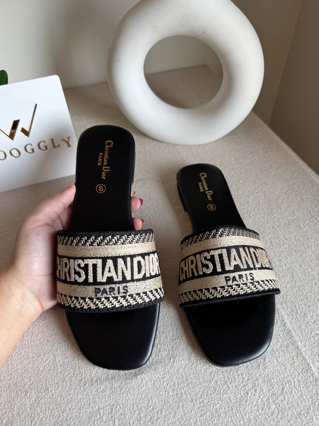 Signature Dior Embroided Slides