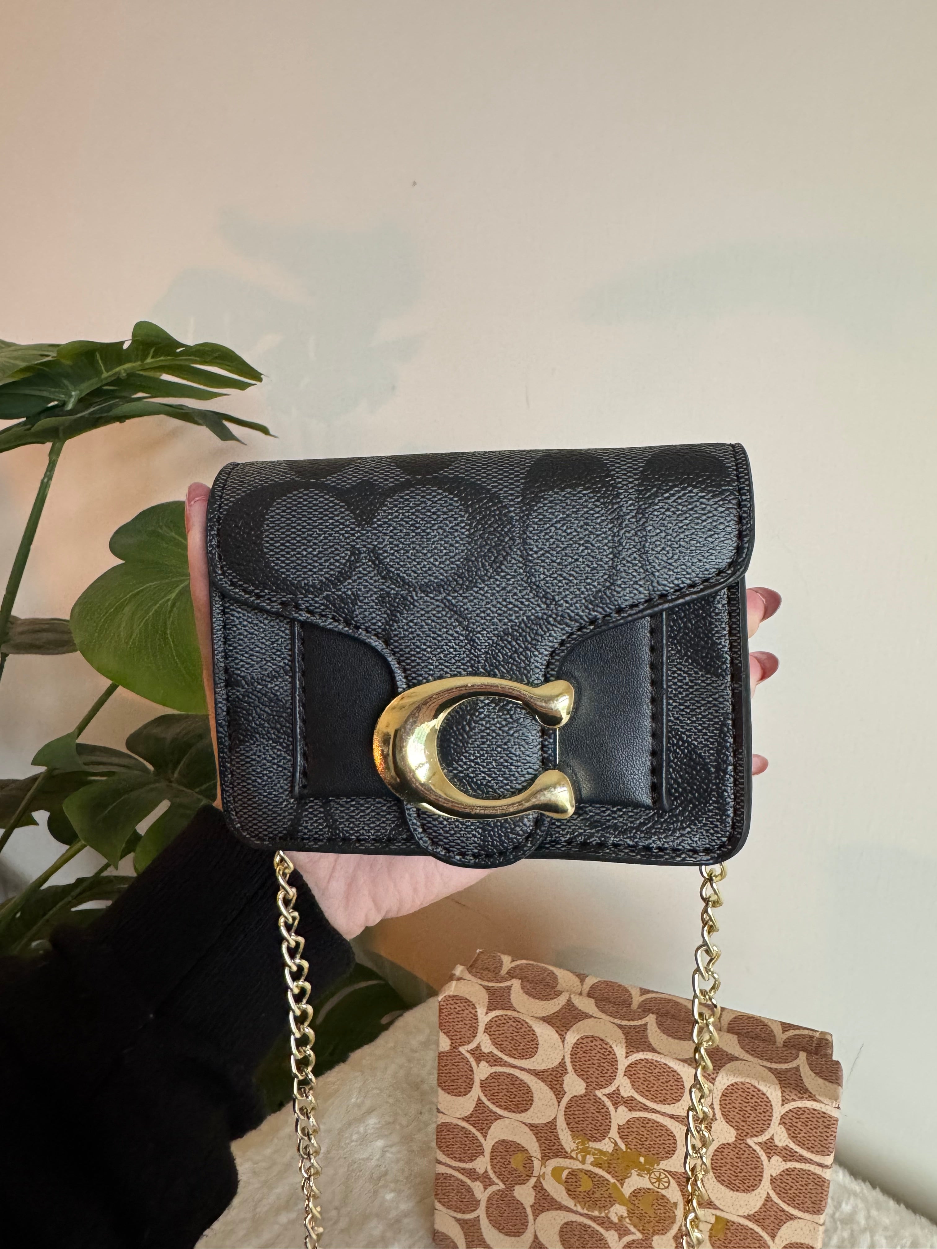 Coach Signature Wallet with Detachable Long Chain - Black