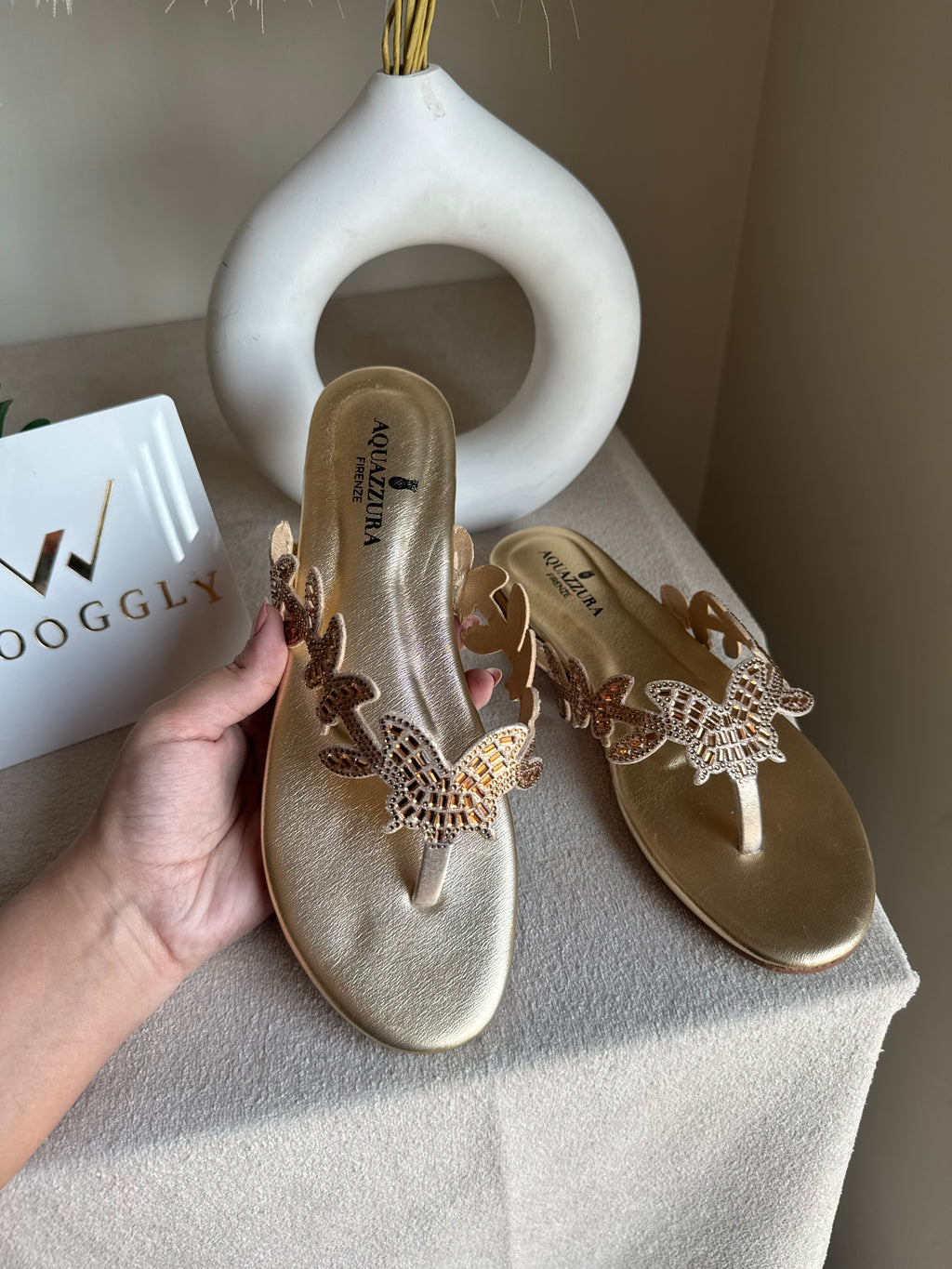 Aquazzura Pretty Slides - Champagne