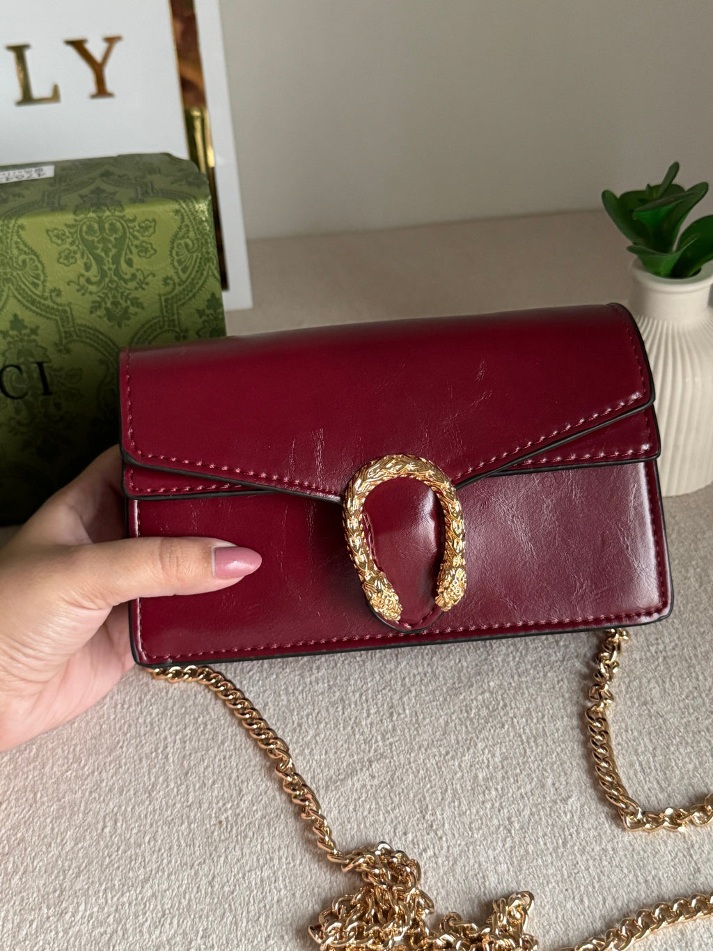 Viral Mini Gucci Bag Maroon - Box Packing