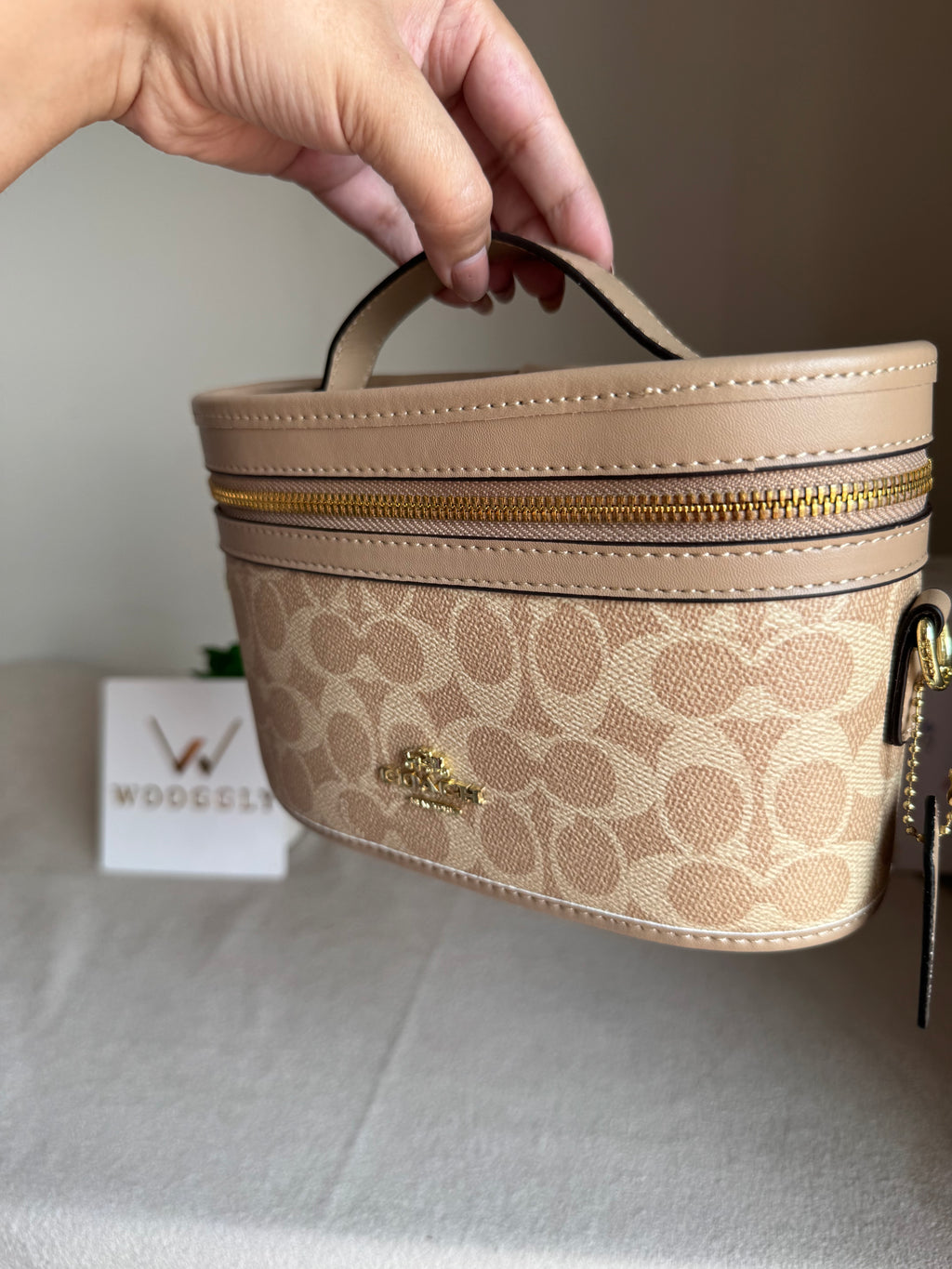 COACH Premium Bucket Bag (Signature Beige) with Long Strap - BOX PACKING