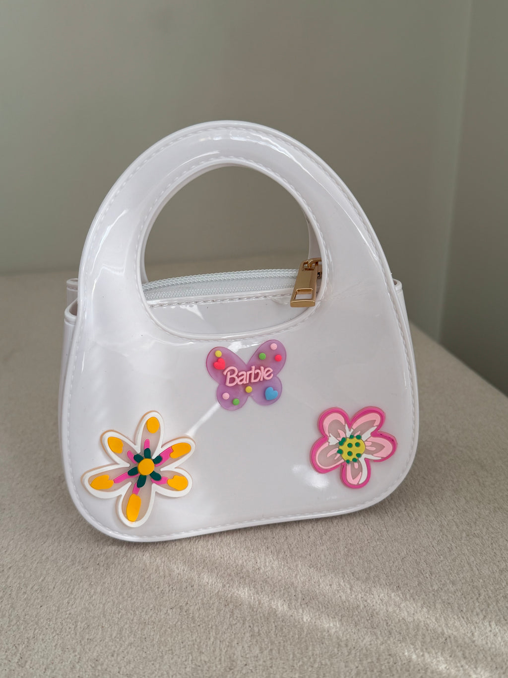 Cute Kids Barbie Bag with Chain - White