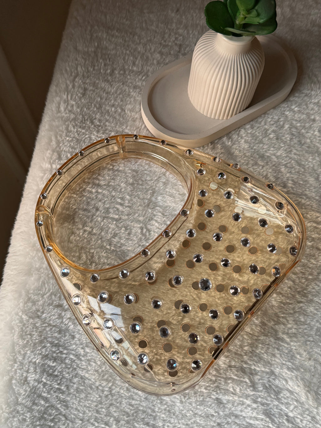 Glimmer Clutch (Champagne) with Long Chain