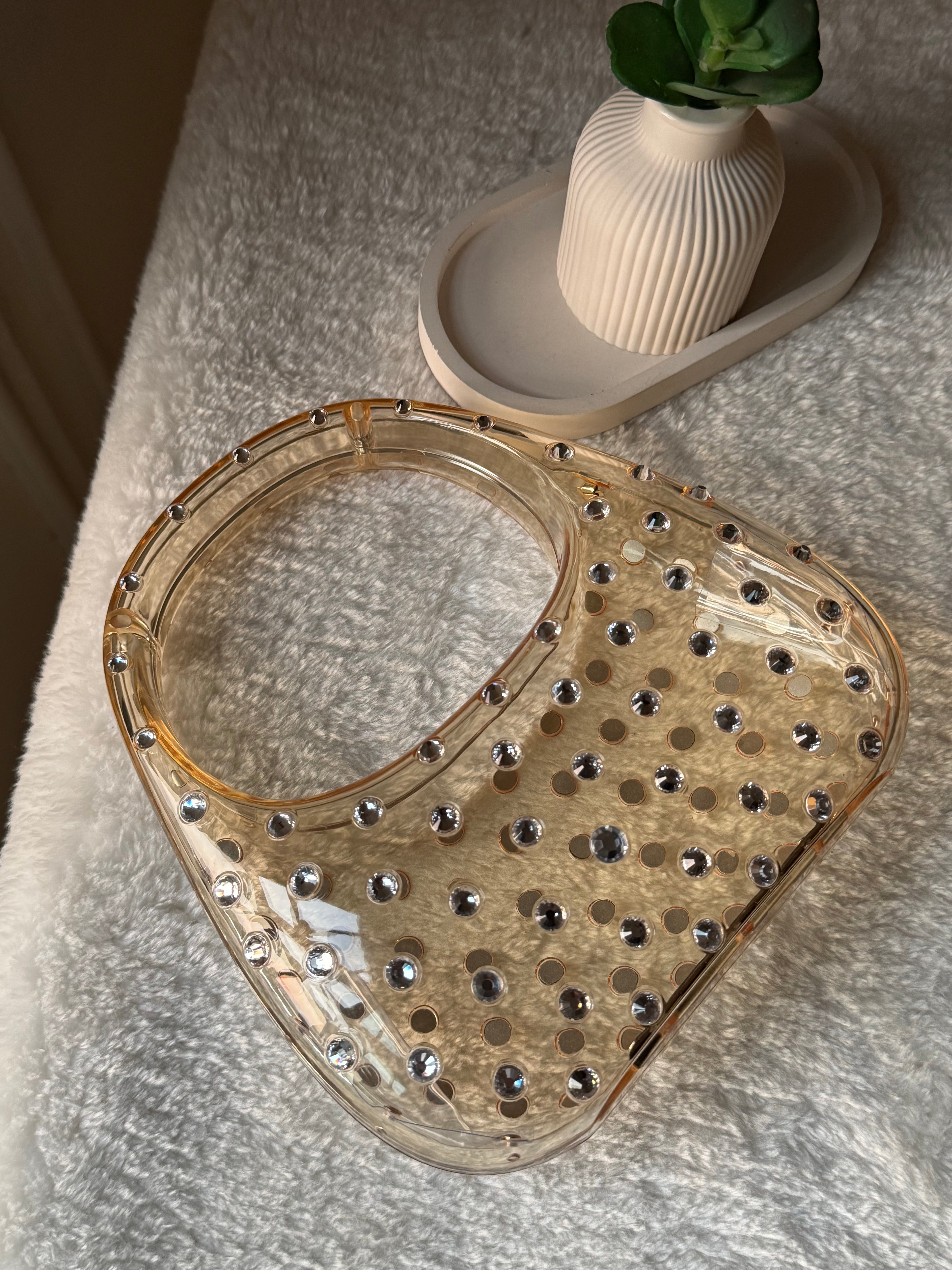 Glimmer Clutch (Champagne) with Long Chain