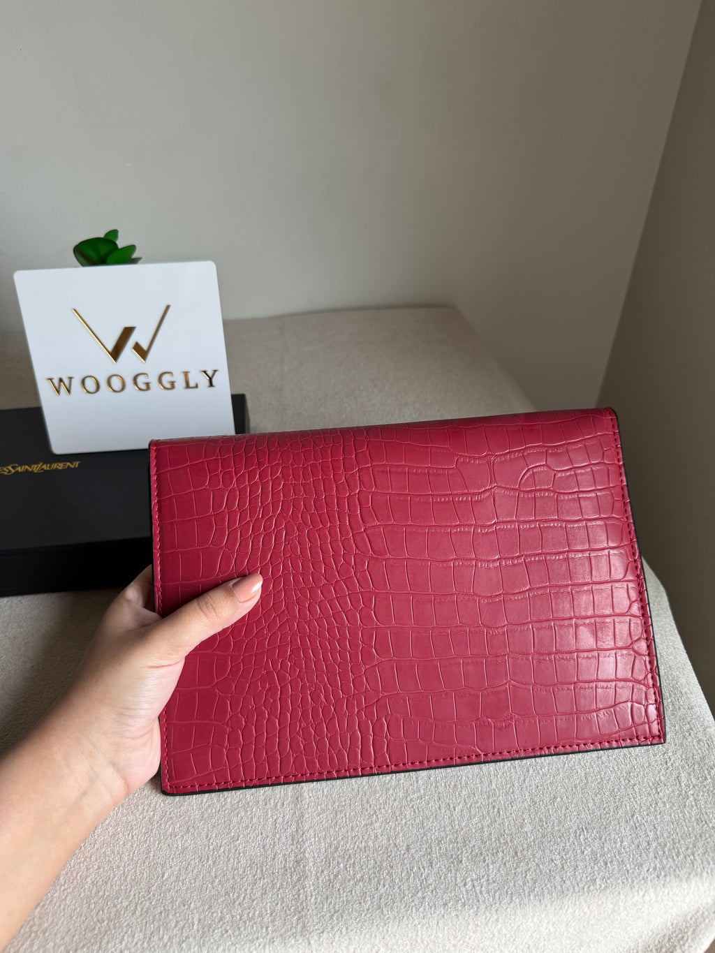 Premium Quality YSL Pouch with Box Packing - Maroon