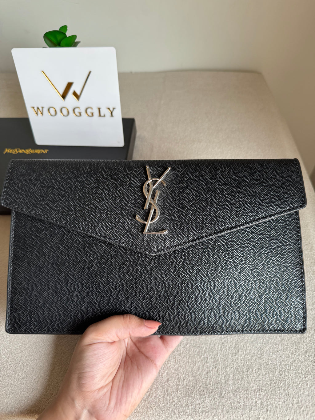 Premium Quality YSL Pouch with Box Packing - BLACK
