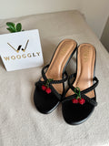 Cute Zara Cherry Heels Black