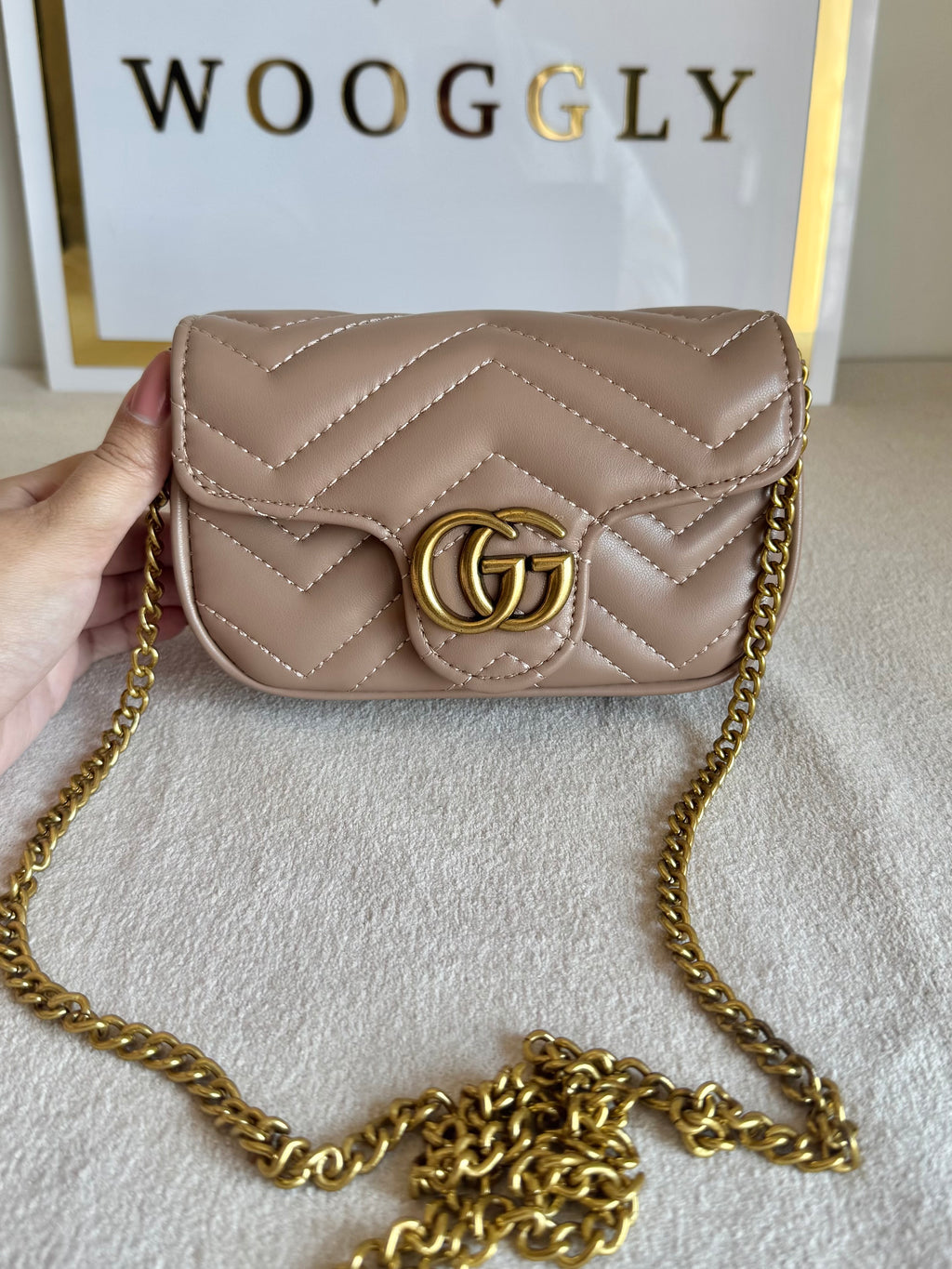 Gucci Signature Bag SMALL - Beige with Box Packing
