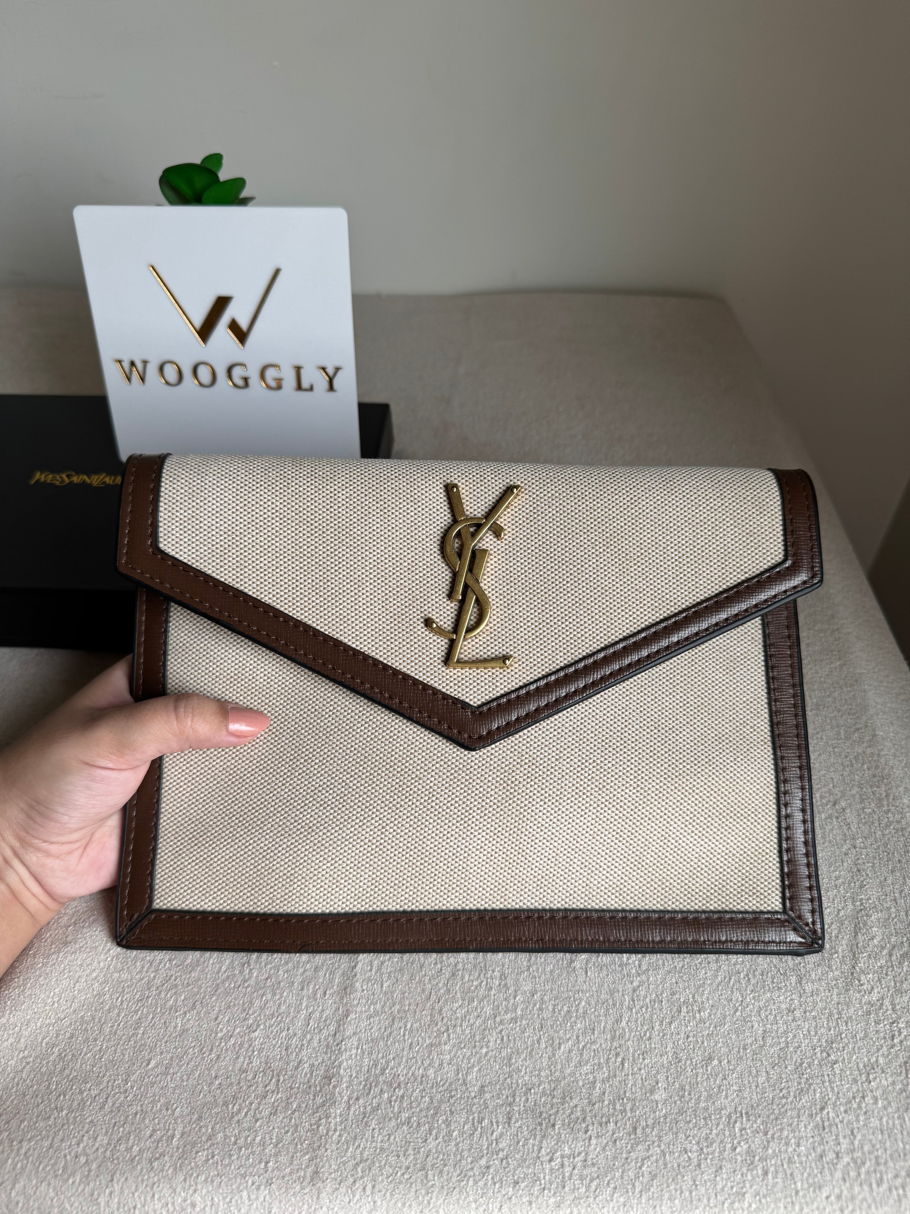 Premium Quality YSL Pouch with Box Packing - Statement Brown