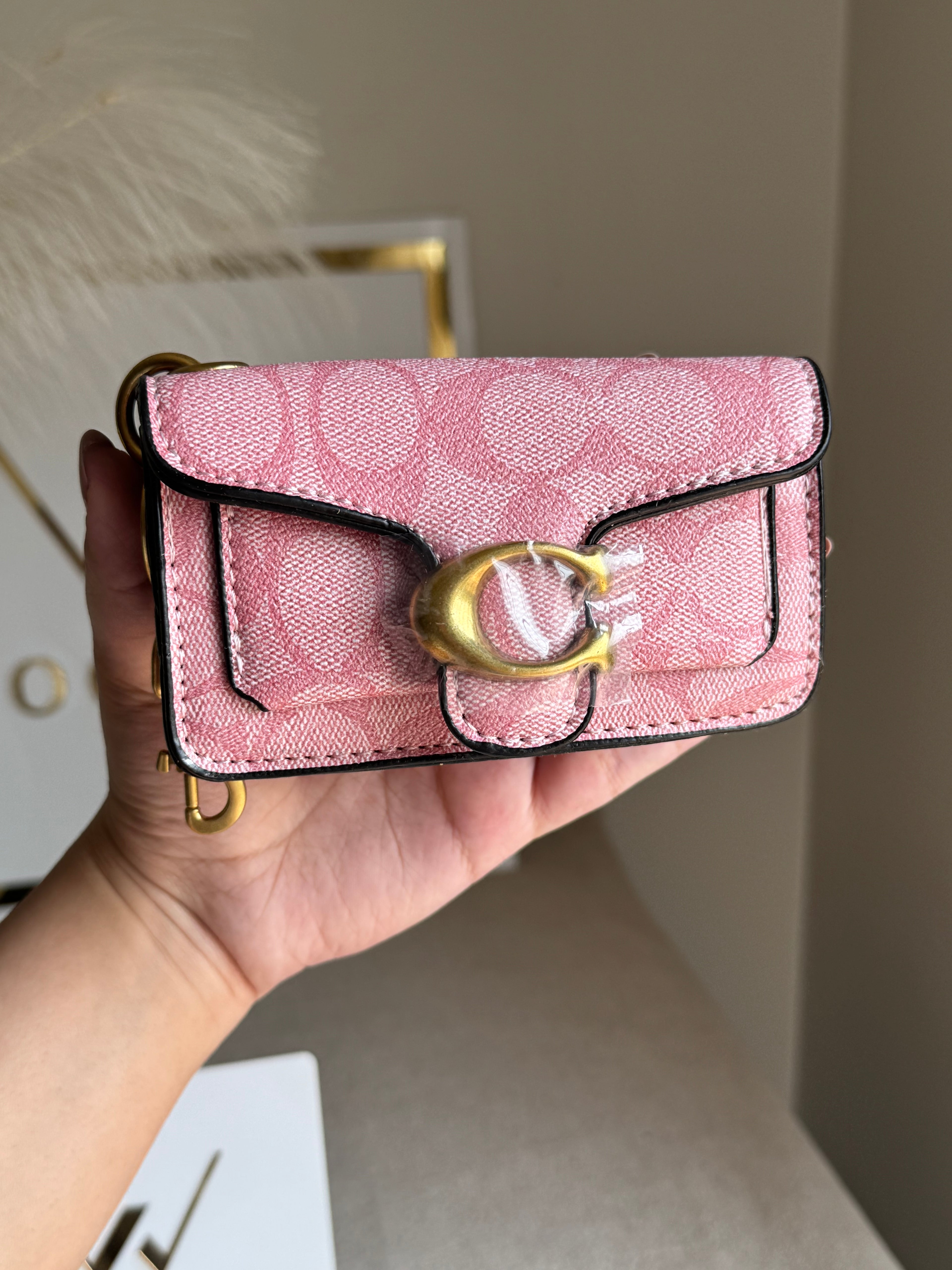 Coach Tabby Mini Bag Charm Signature Pink
