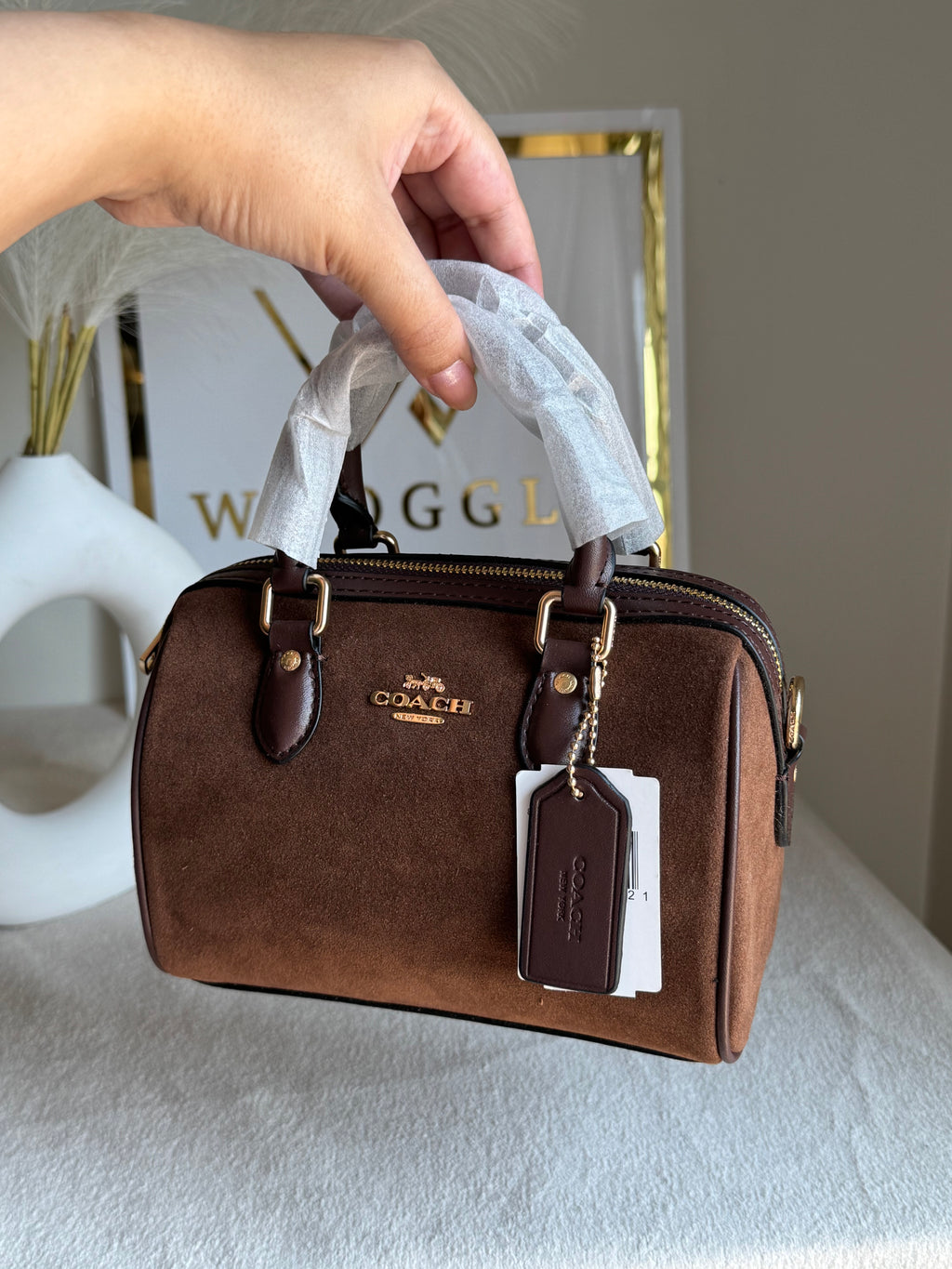 COACH Mini Duffle Bag PREMIUM with Long Strap (Chocolate Brown) - BOX PACKING