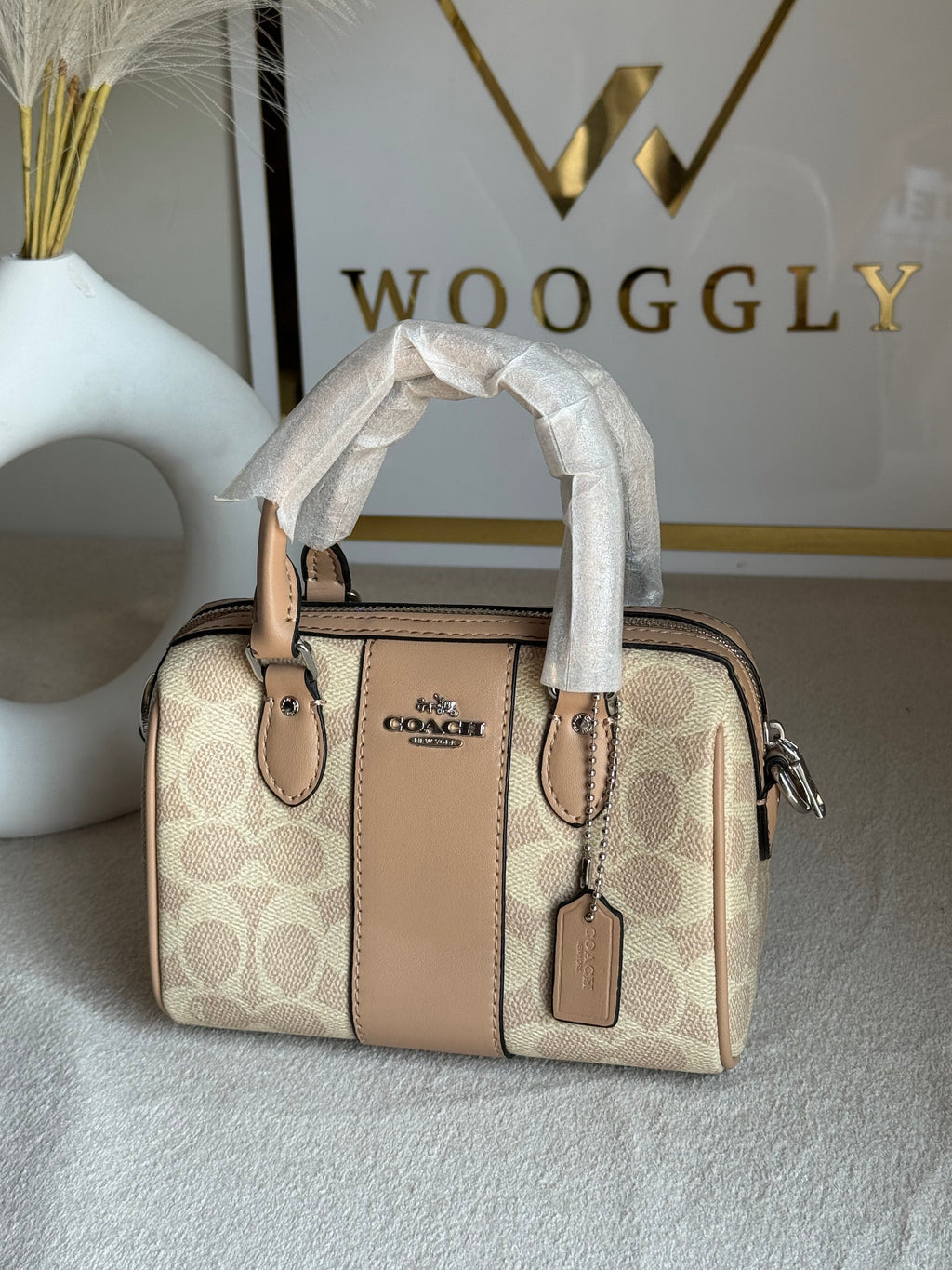 COACH Mini Duffle Bag PREMIUM with Long Strap (Beige) - BOX PACKING