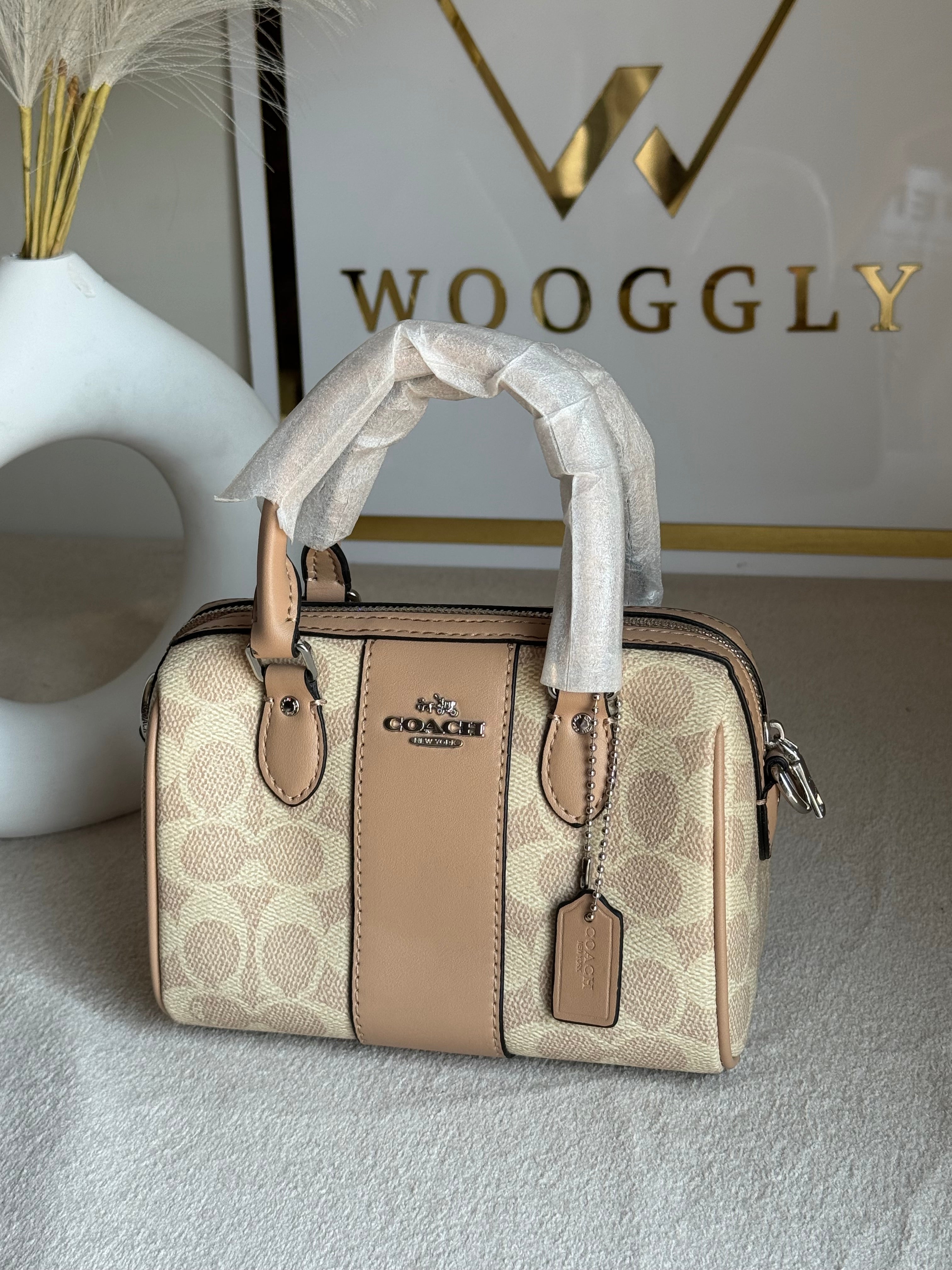 COACH Mini Duffle Bag PREMIUM with Long Strap (Beige) - BOX PACKING
