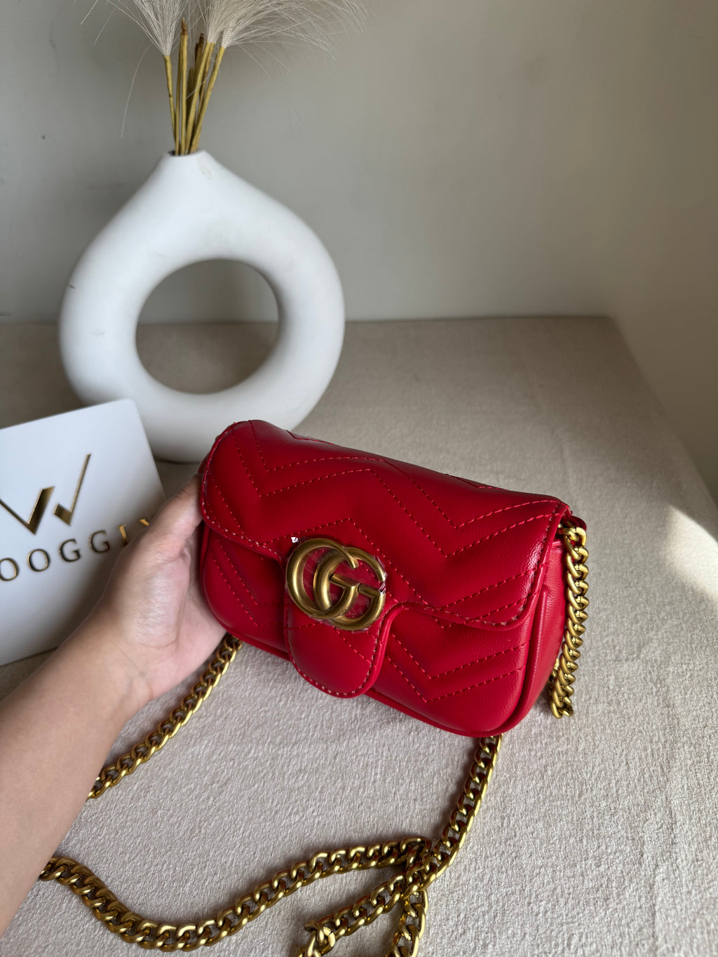 Gucci Signature Bag SMALL - Red with Box Packing