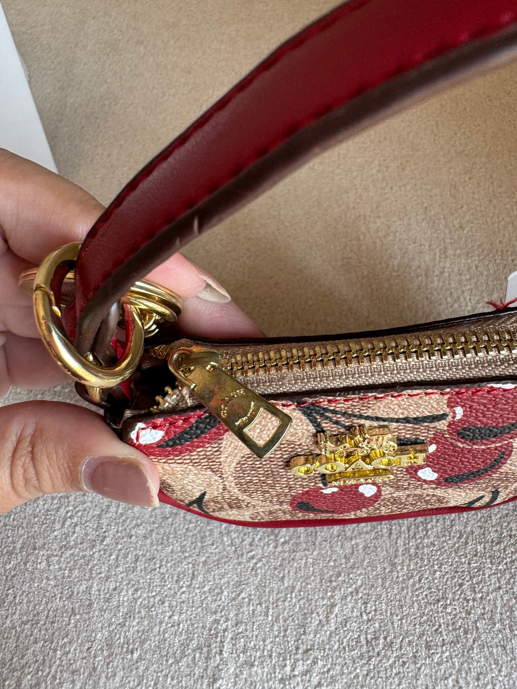 Premium Coach Baby Teri Bag Charm - Maroon