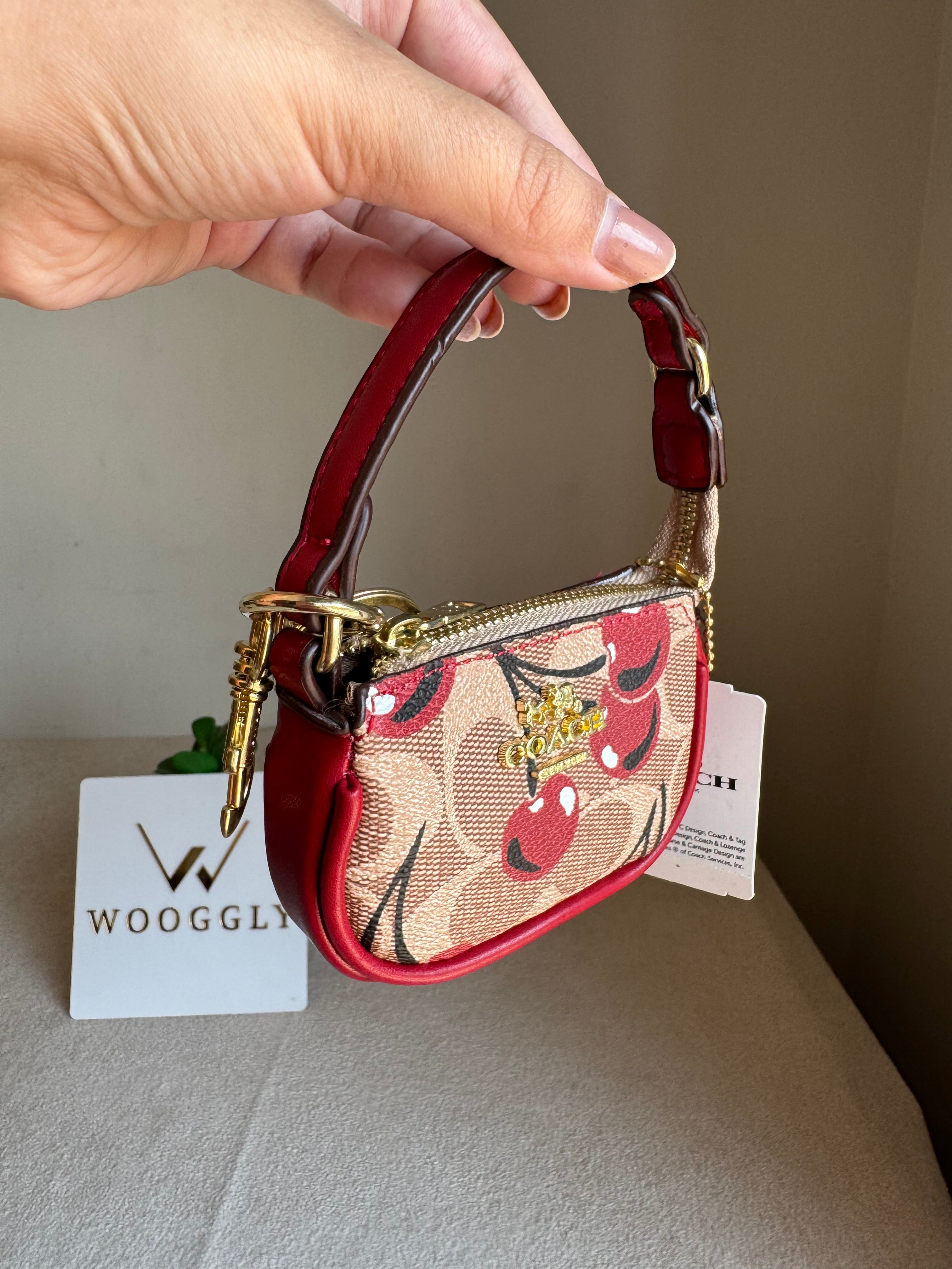 Premium Coach Baby Teri Bag Charm - Maroon