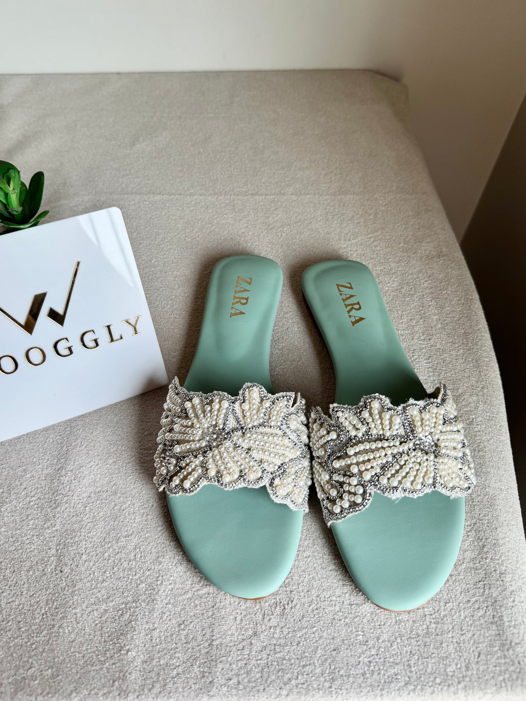 Zara Sugar Bloom Slides - Turquoise