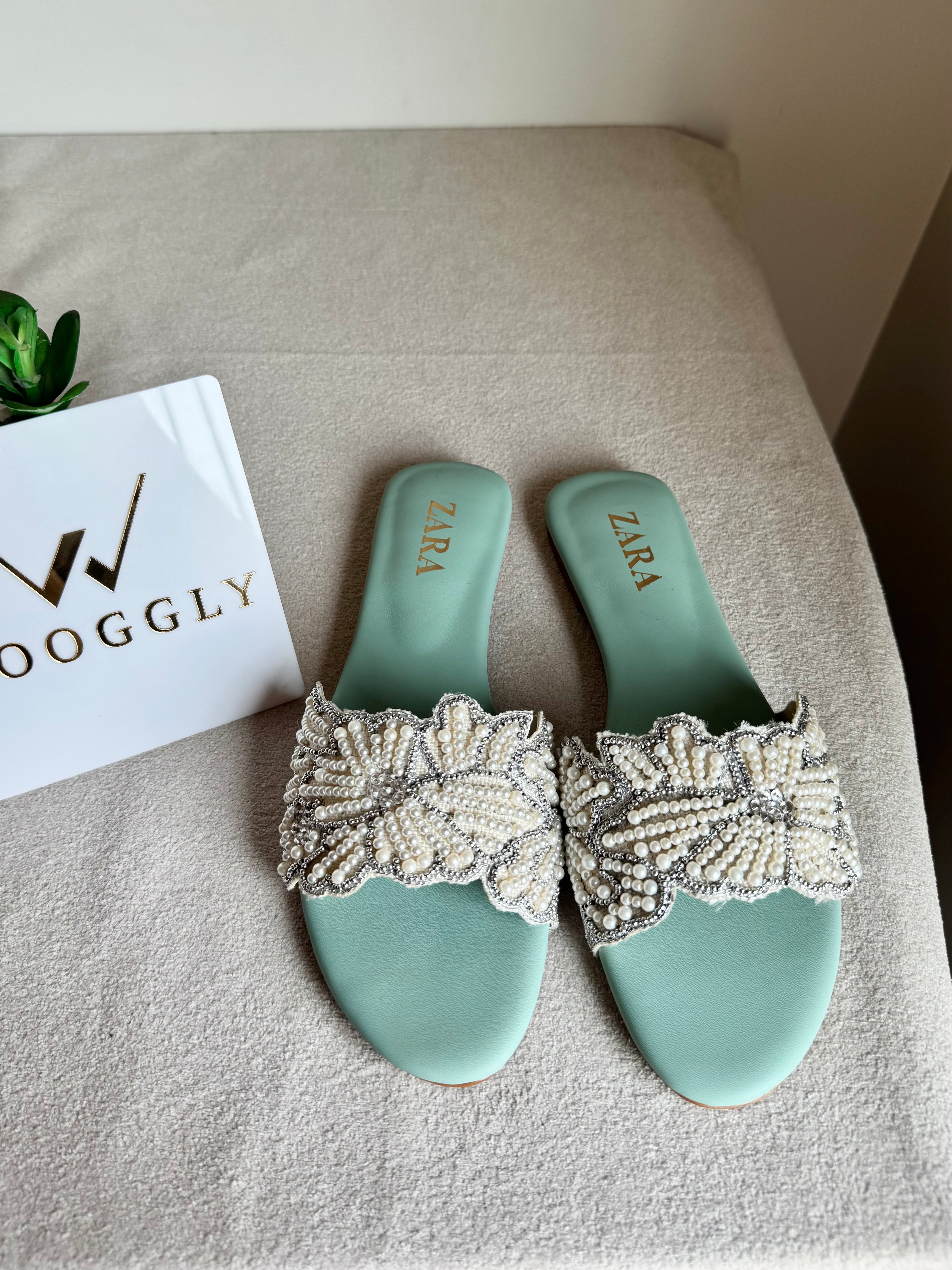 Zara Sugar Bloom Slides - Turquoise