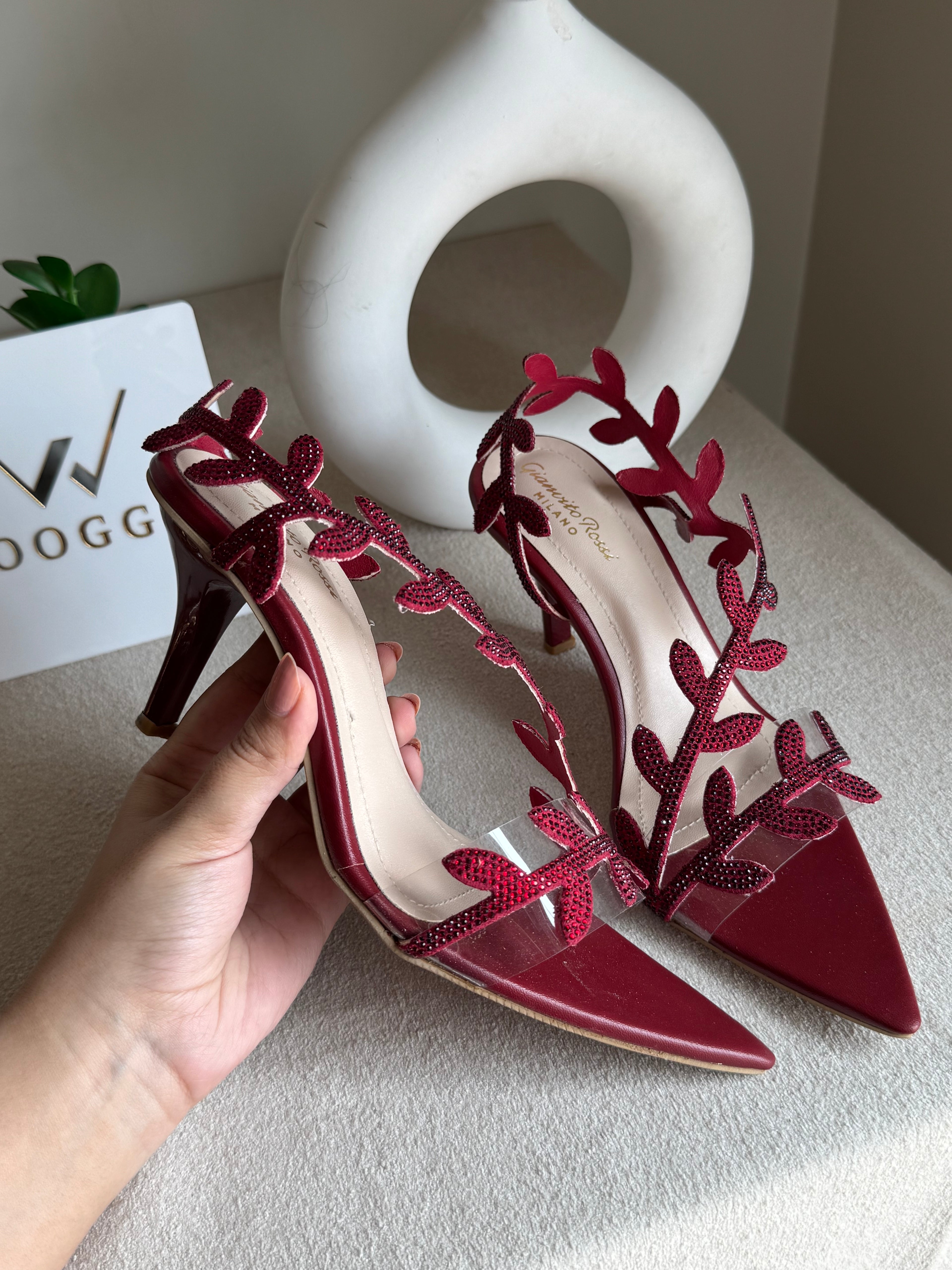 Gianvitto Rossi Heels Glitter Maroon