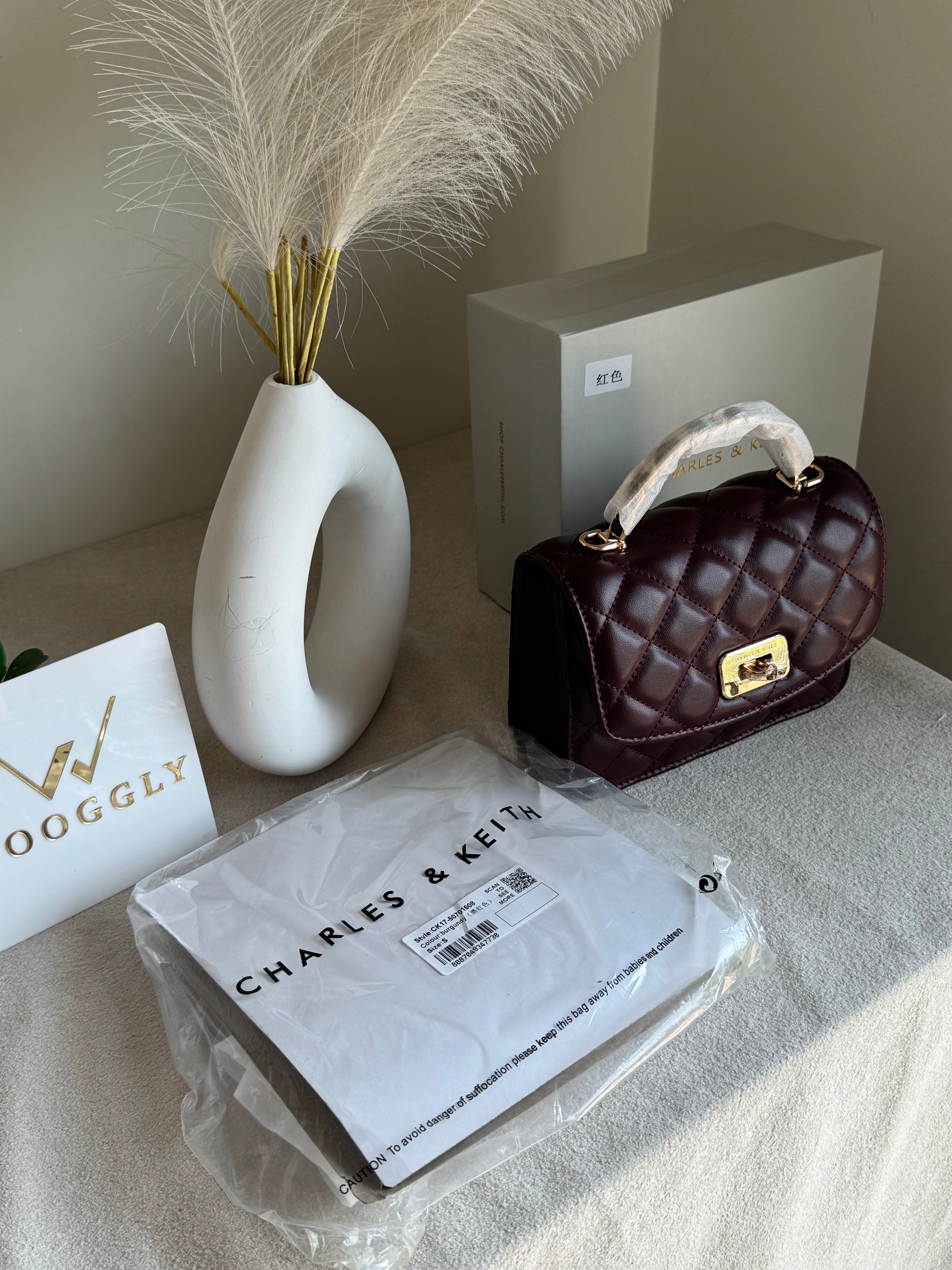 Premium C & K Elora Bag with PROPER PACKING Burgundy