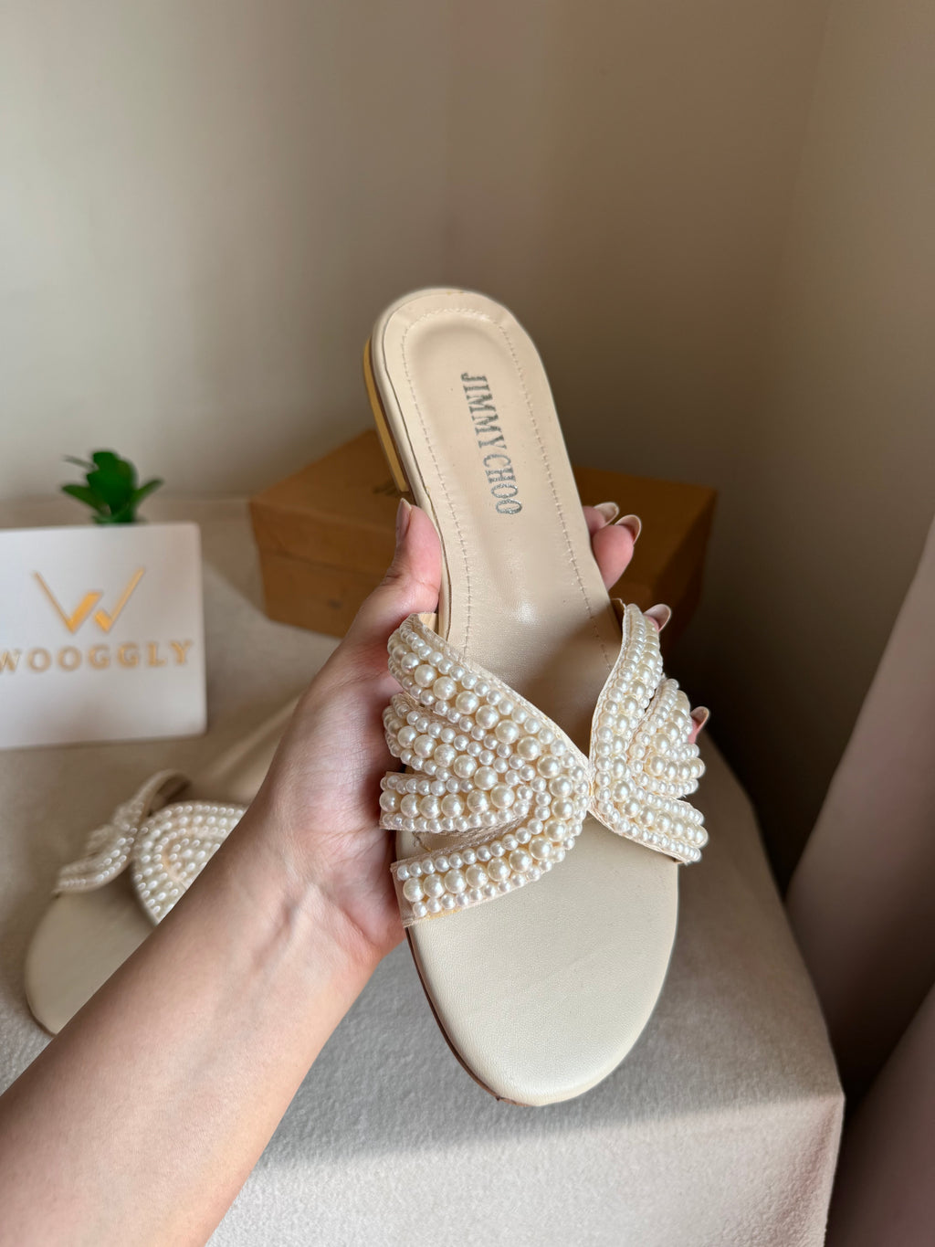 Jimmy Choo Pearl Slides - White