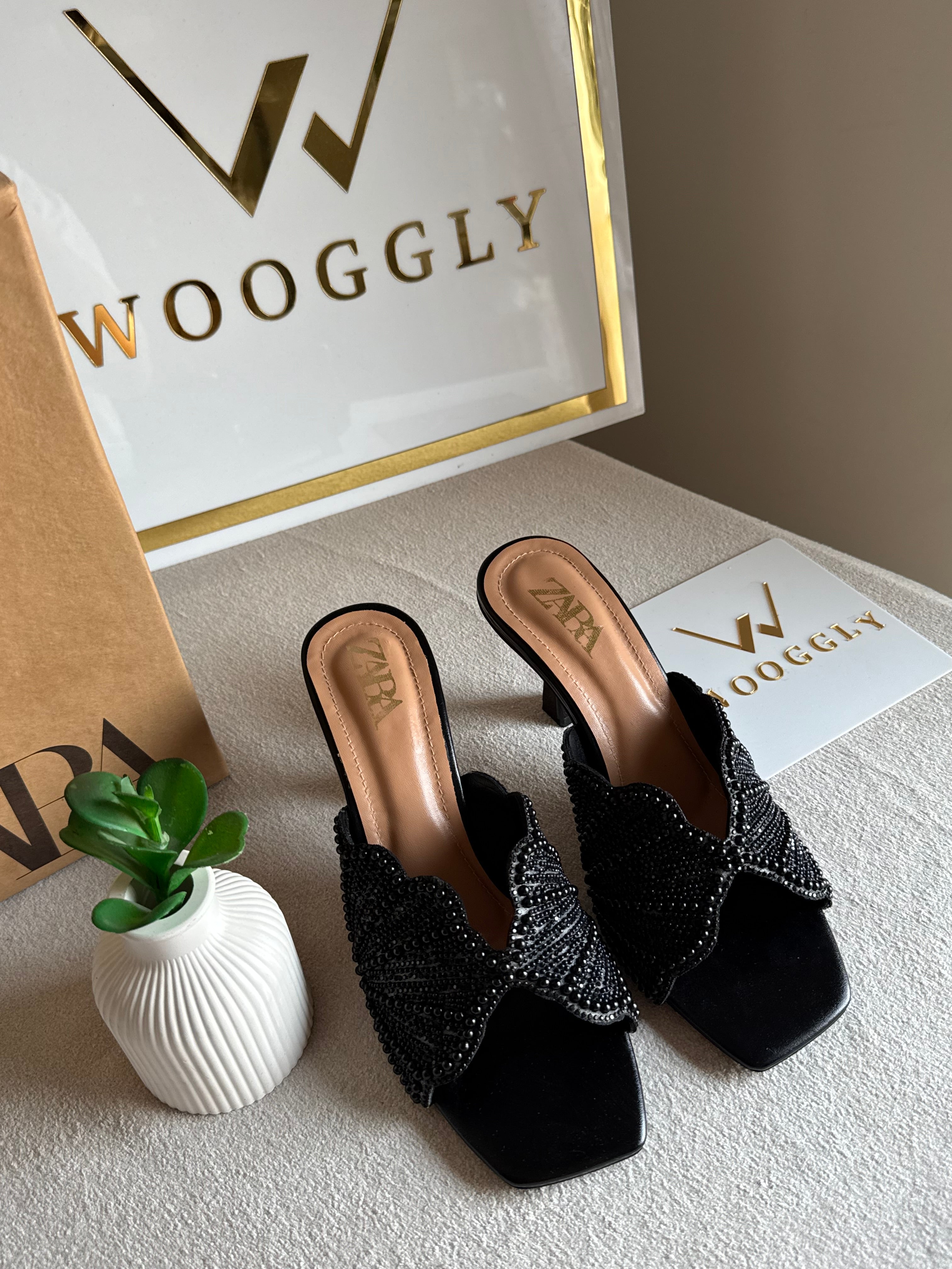 Viral Zara Faux Heels BLACK with Brand Box