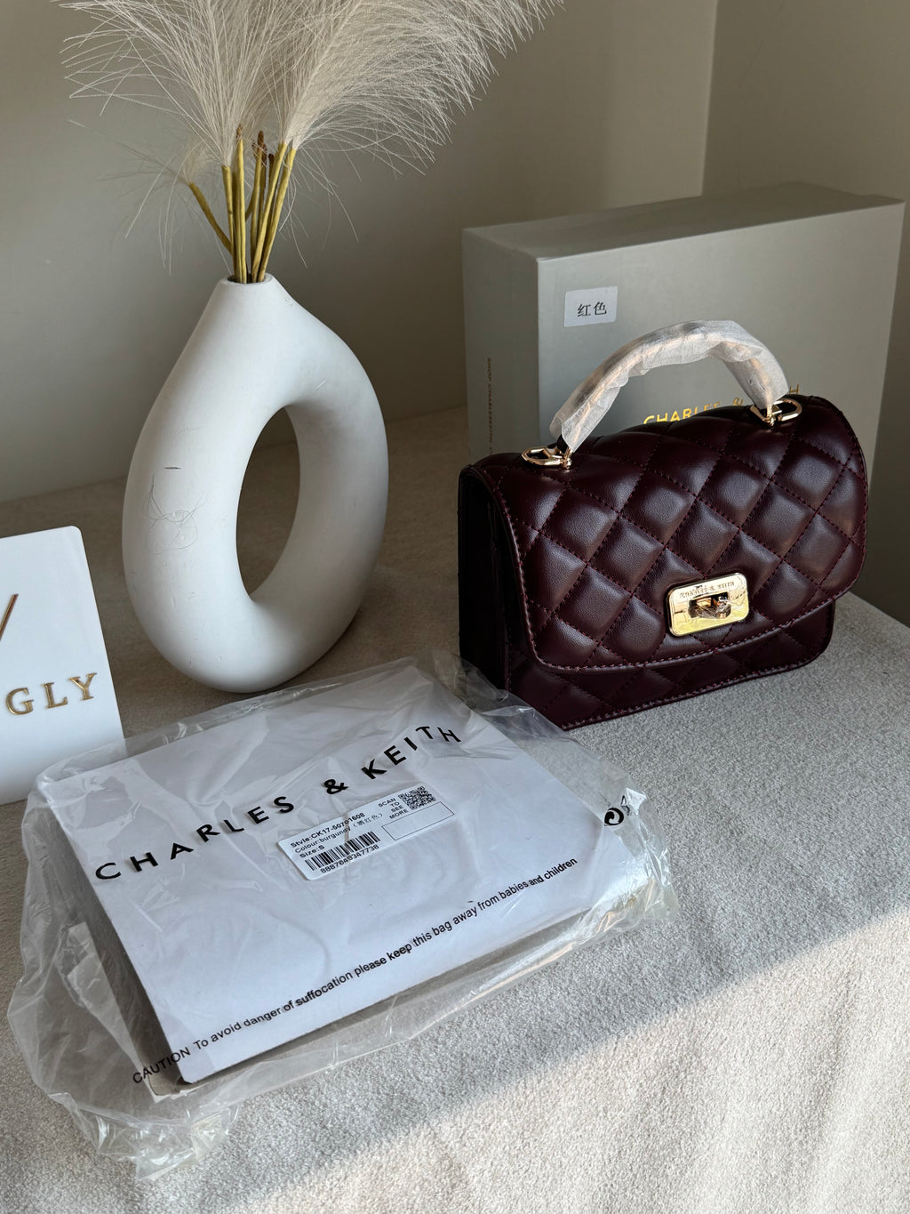 Premium C & K Elora Bag with PROPER PACKING Burgundy