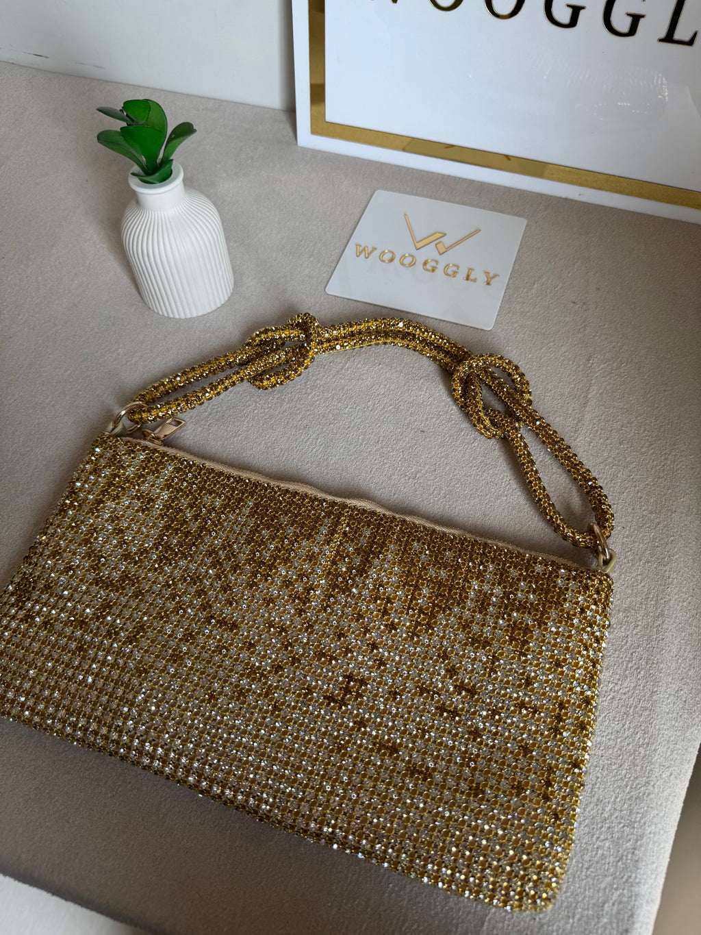 Dreamy Party Wear Rhinestone Bag - Champagne
