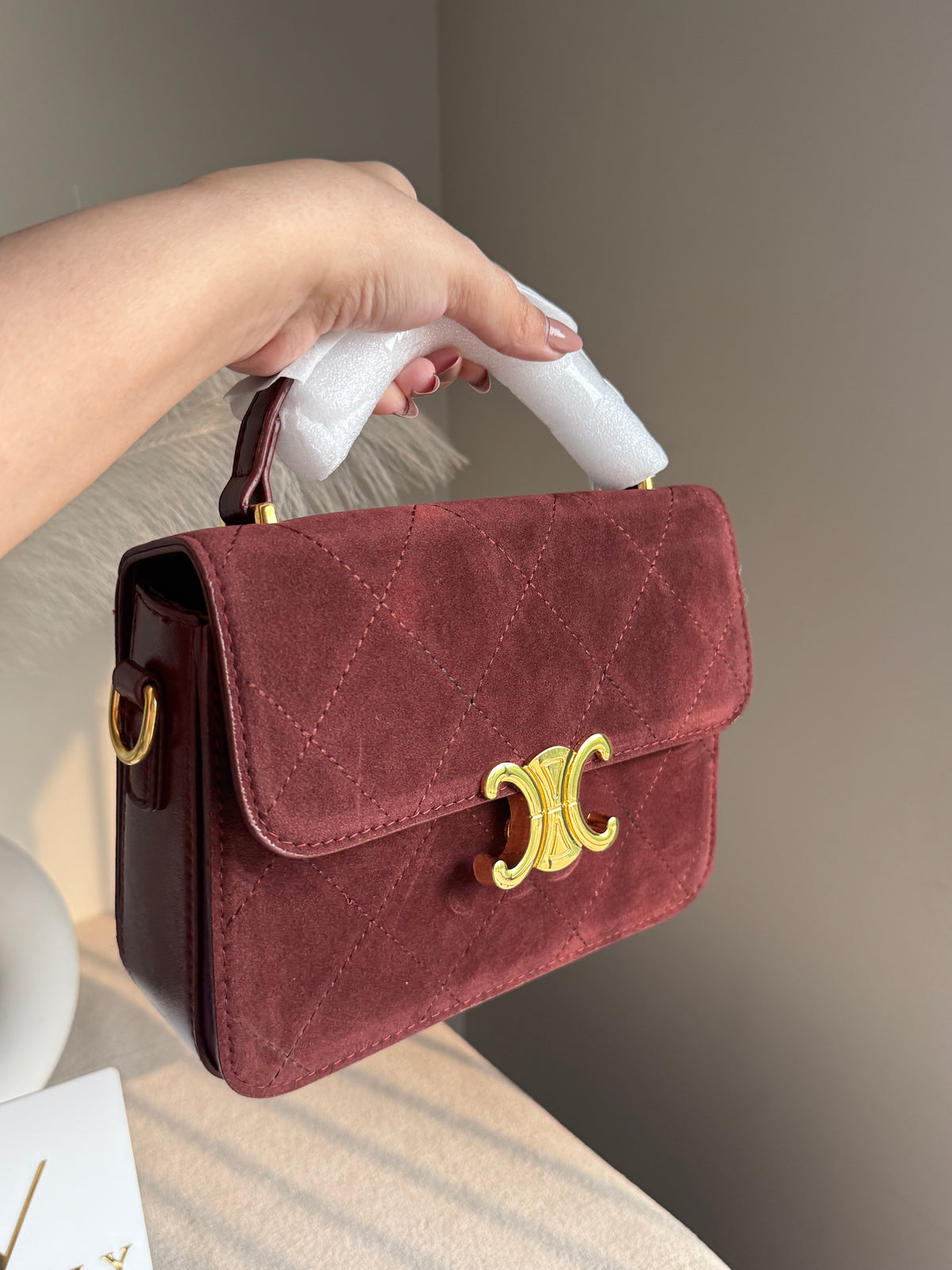 Premium Chloe Hand Bag Burgundy