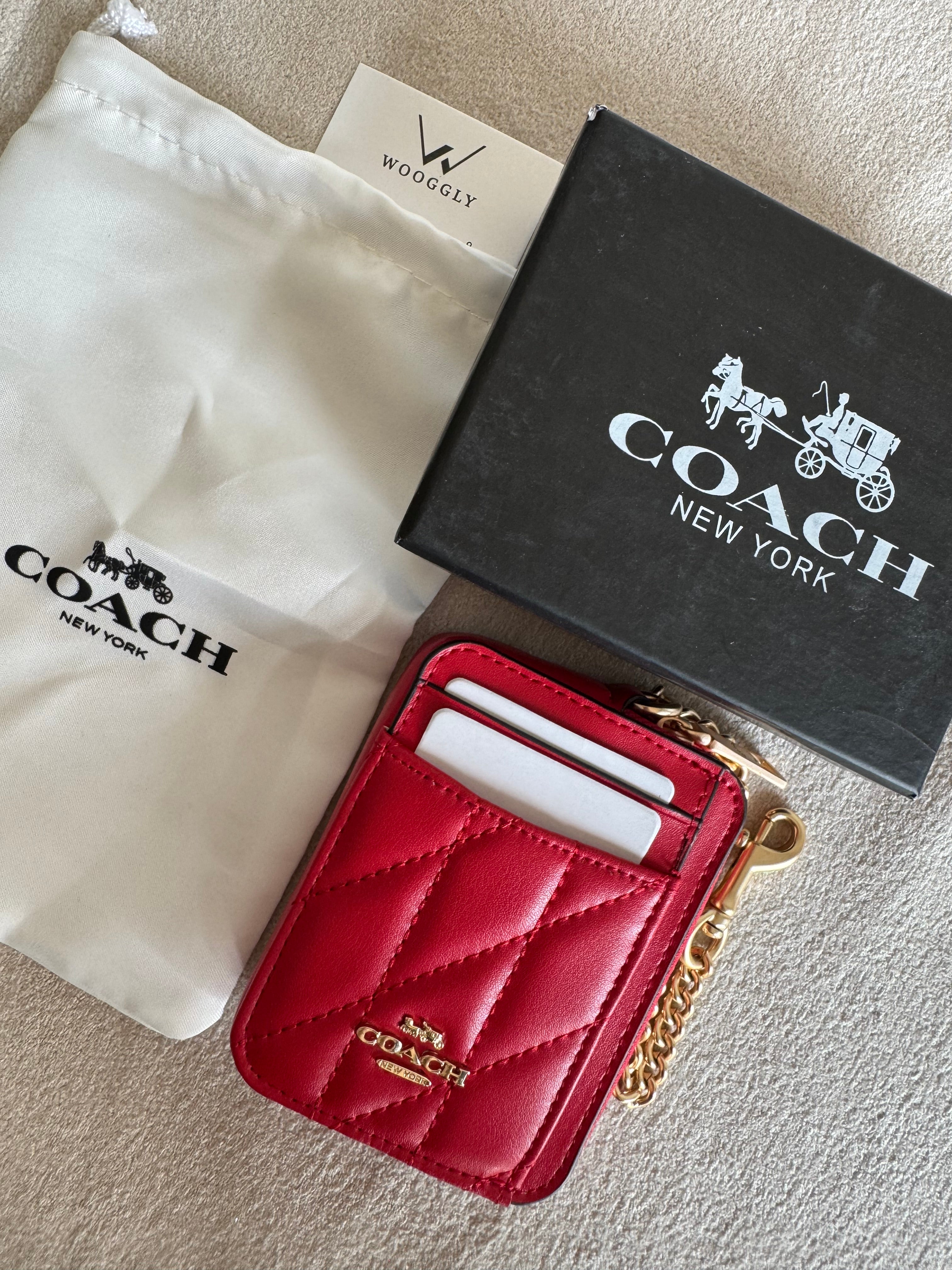 Coach Zip Card Case with Box Packing - Patterned Red