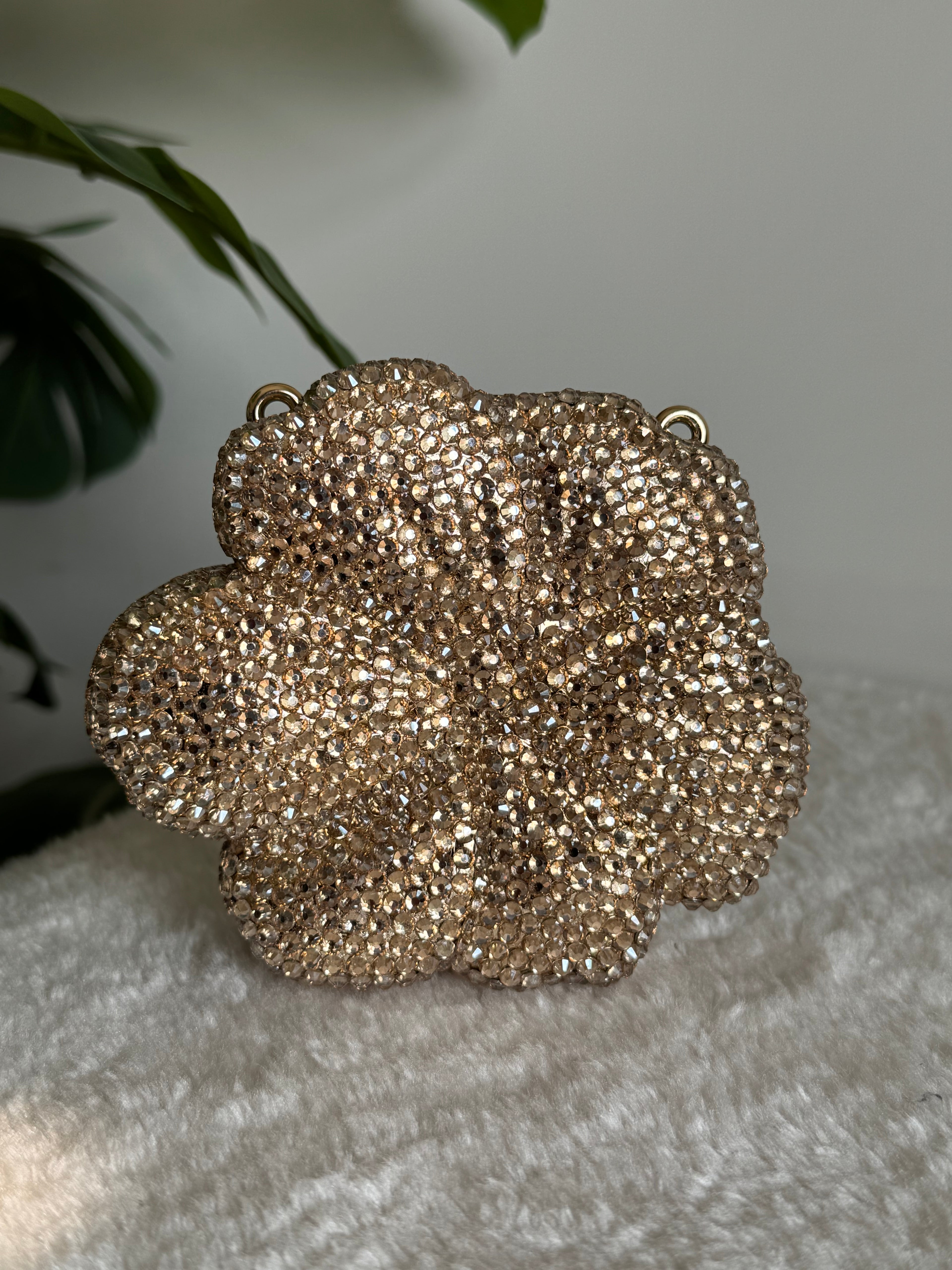 Flower Swarovski Clutch - Mini Gold