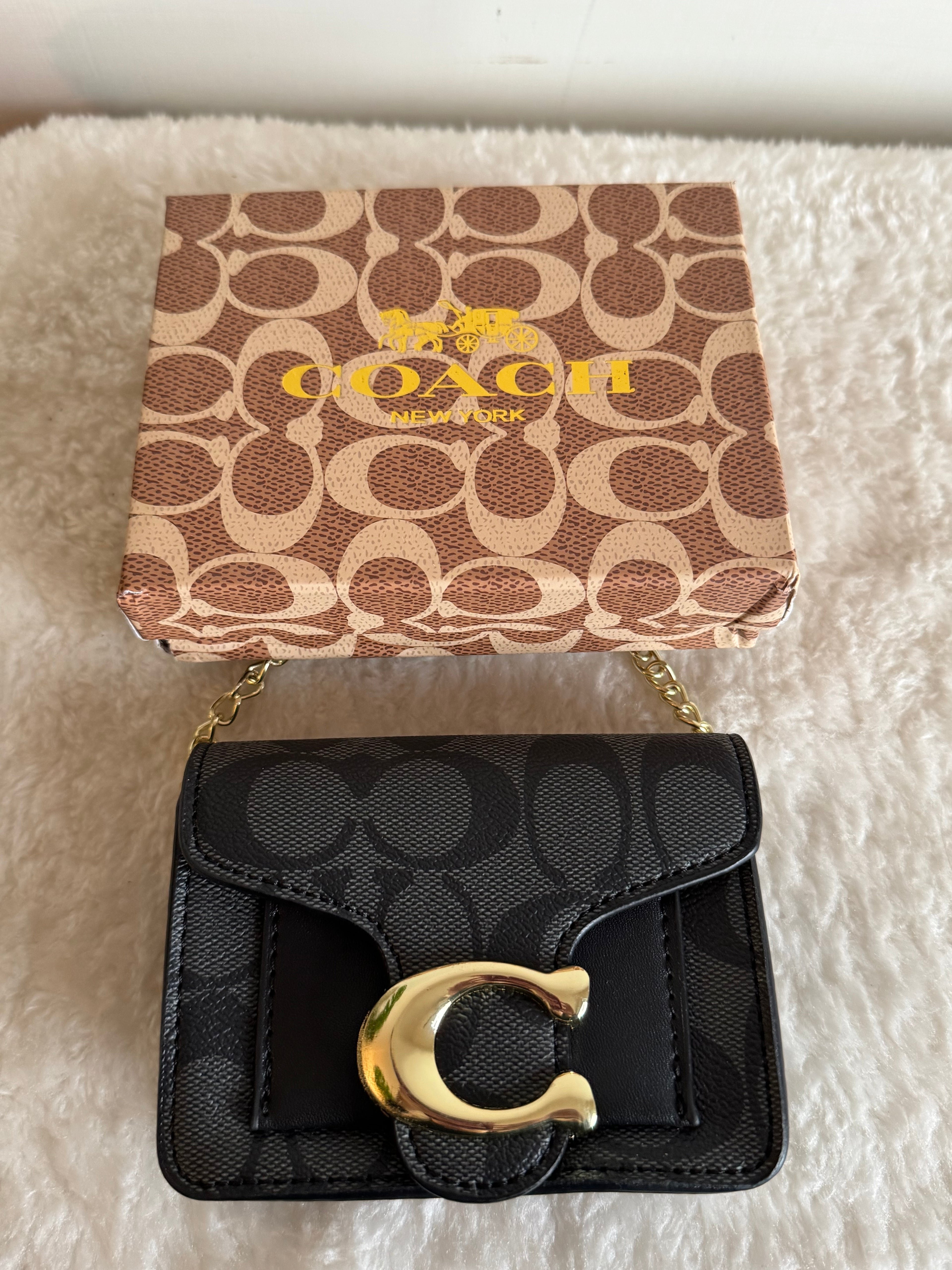 Coach Signature Wallet with Detachable Long Chain - Black