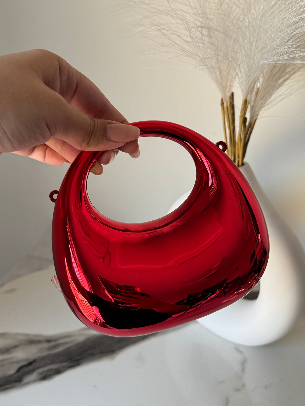 Viral Metallic Clutch with Chain - Mini Red