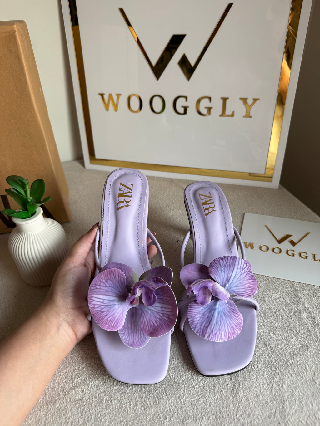 Zara Flower Heels LILAC - with Brand Box