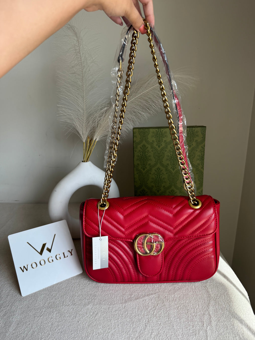 Gucci Signature Bag MEDIUM - Red with Box Packing