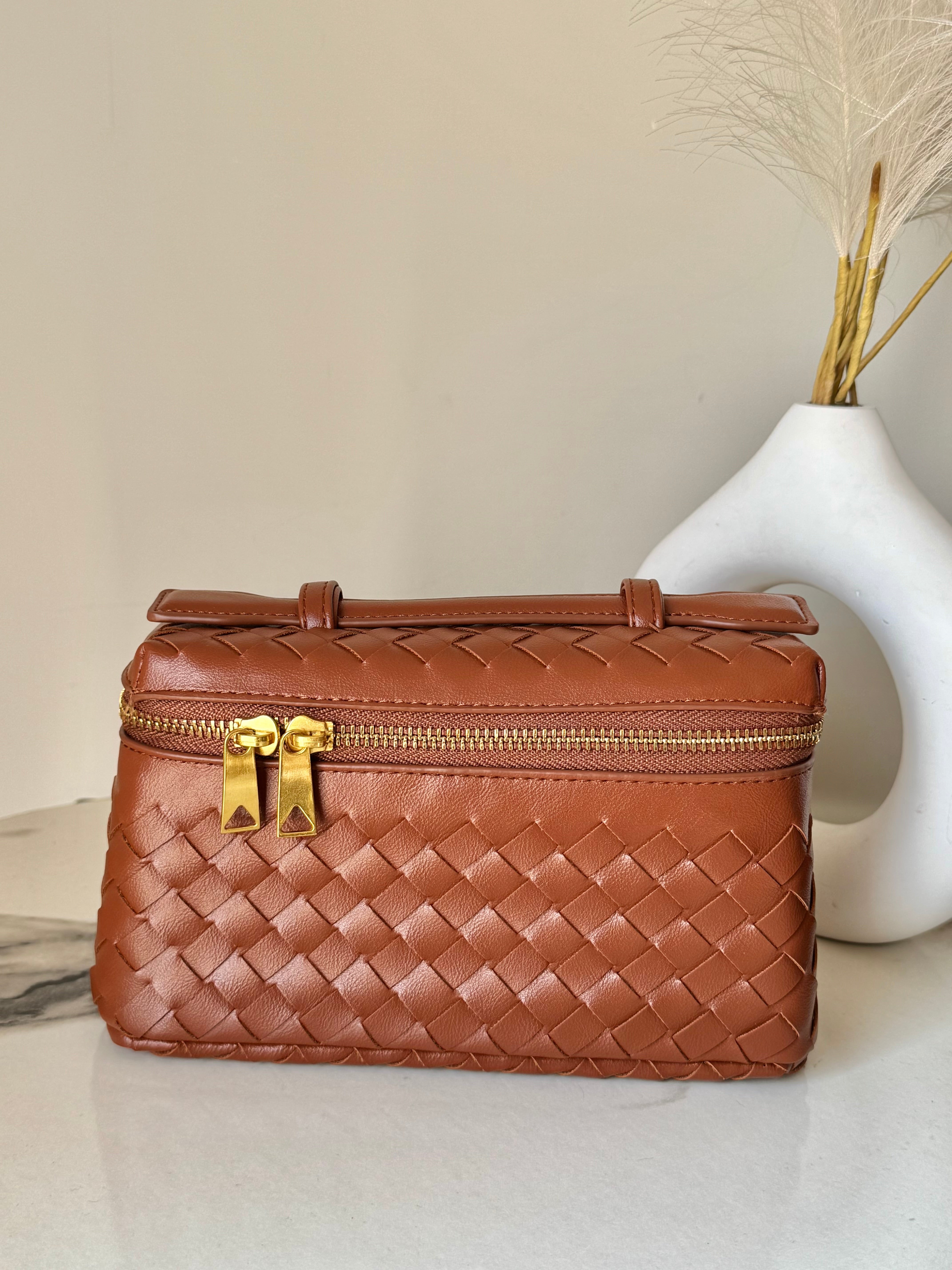 JW Pie Woven Bag with Long Strap (Brown)