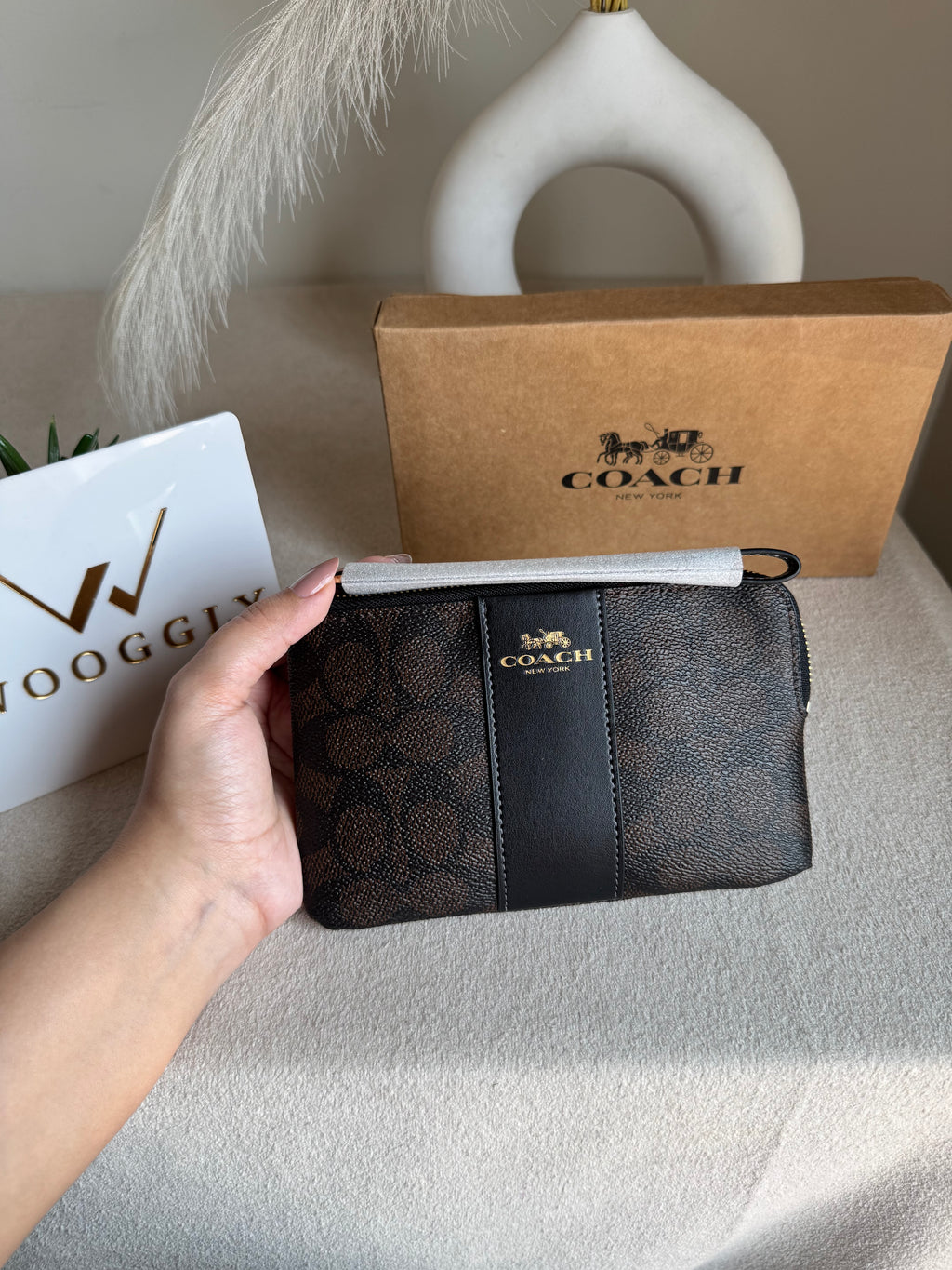 High Quality Wristlet - Signature Brown
