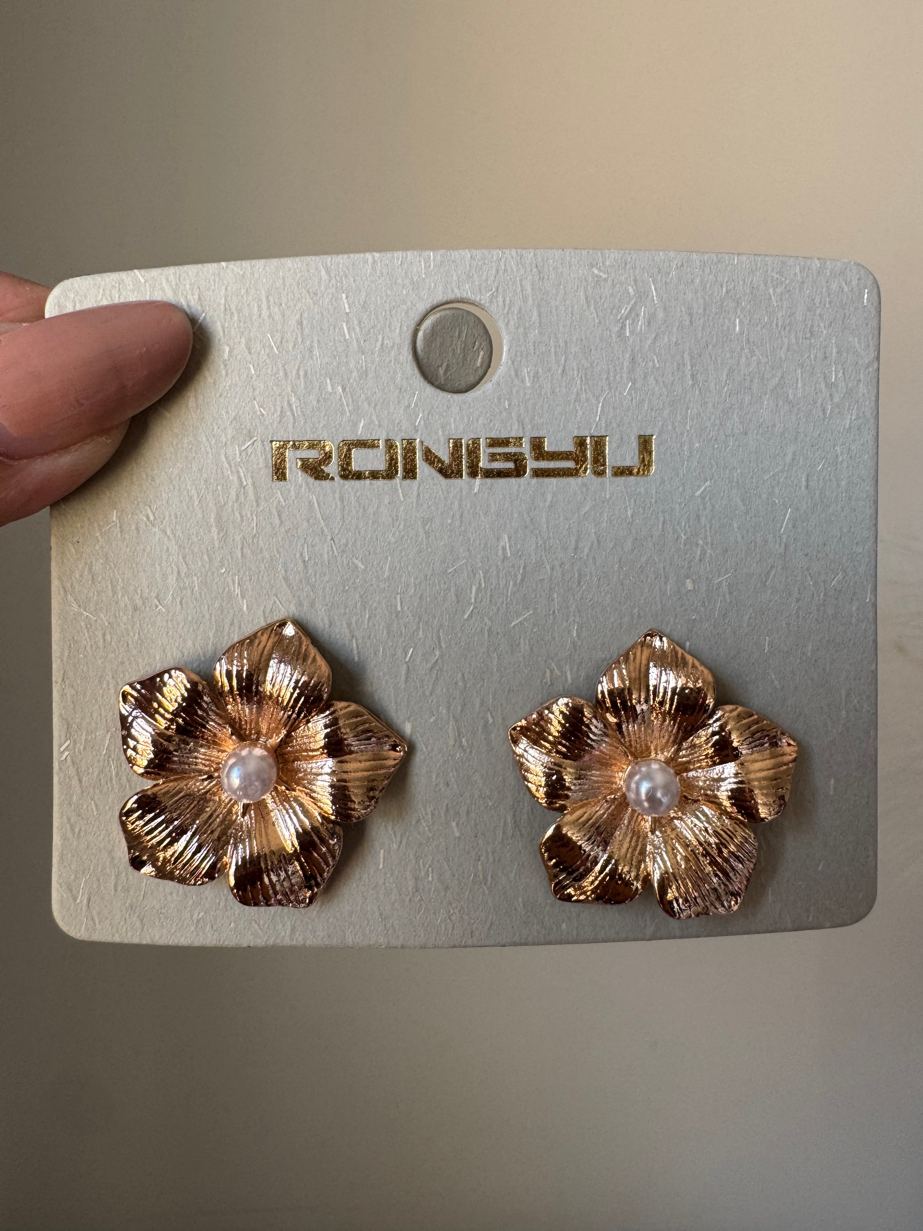 Gold Floral Studs - 18K Gold Plated