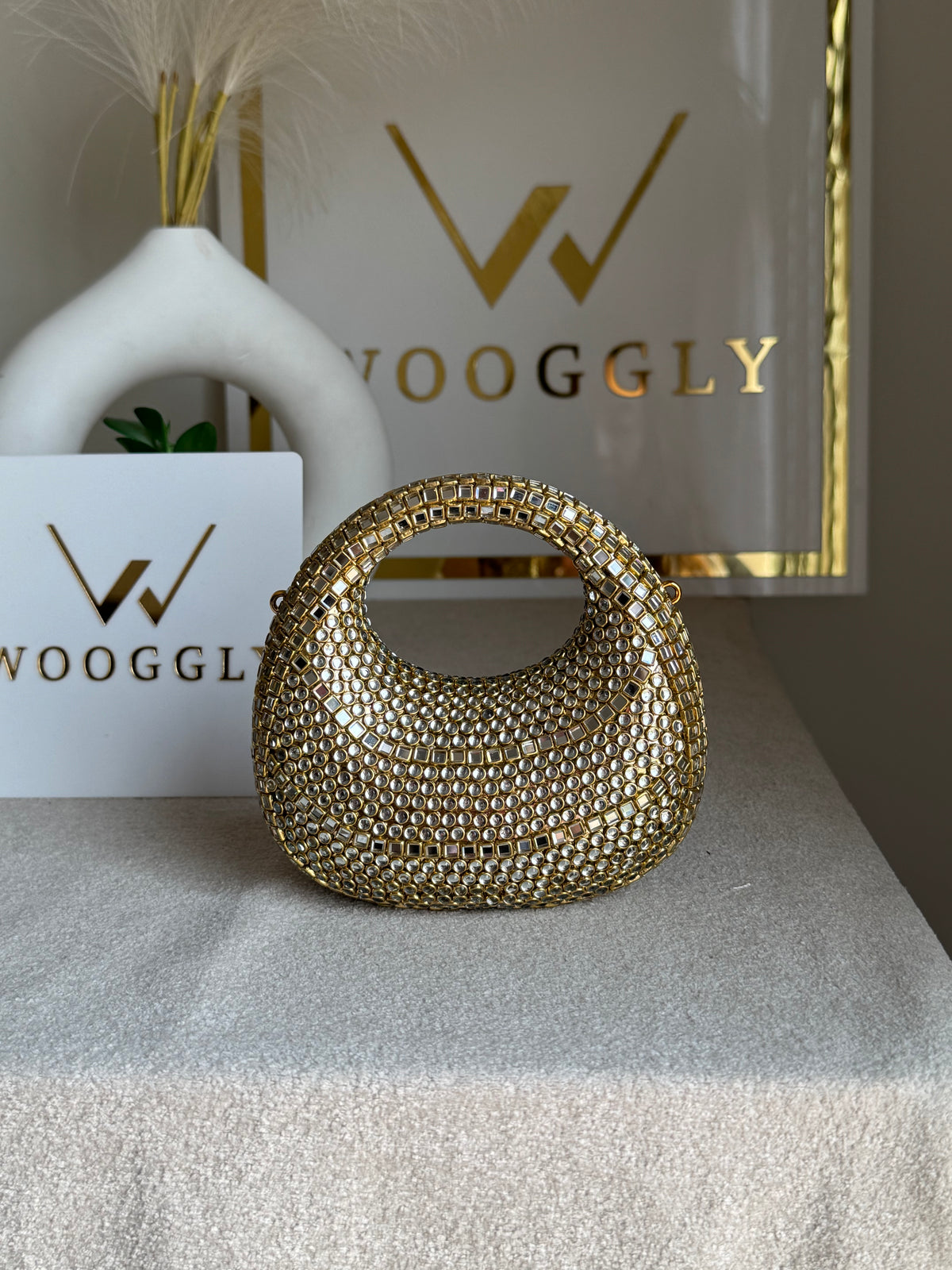 Viral Kundan Clutch with Chain - Design 2