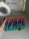 Viral High Quality Rhinestone Clutch with Chain - Rainbow Ombre