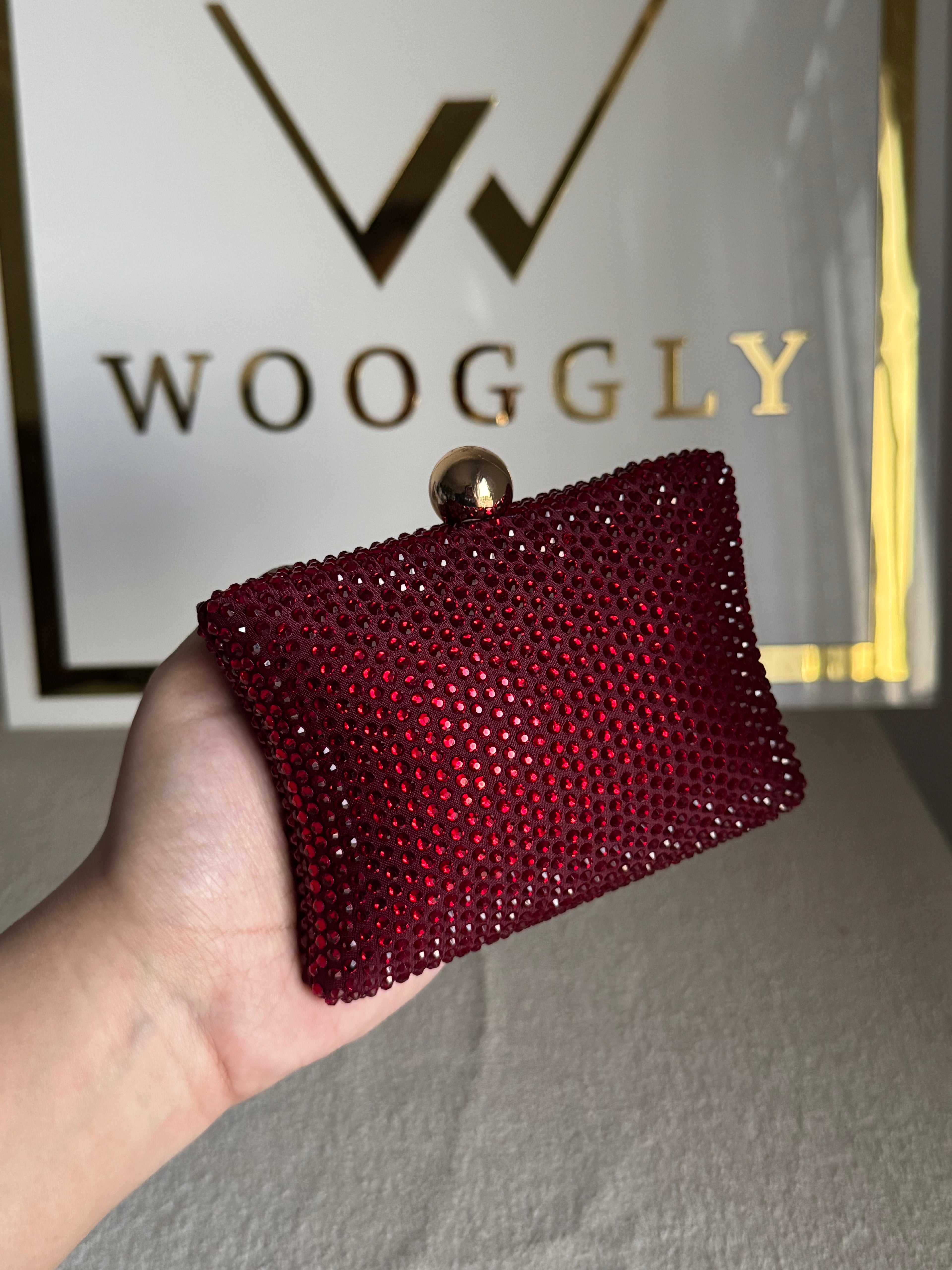 Muse Swarovski Clutch - Reddish Maroon