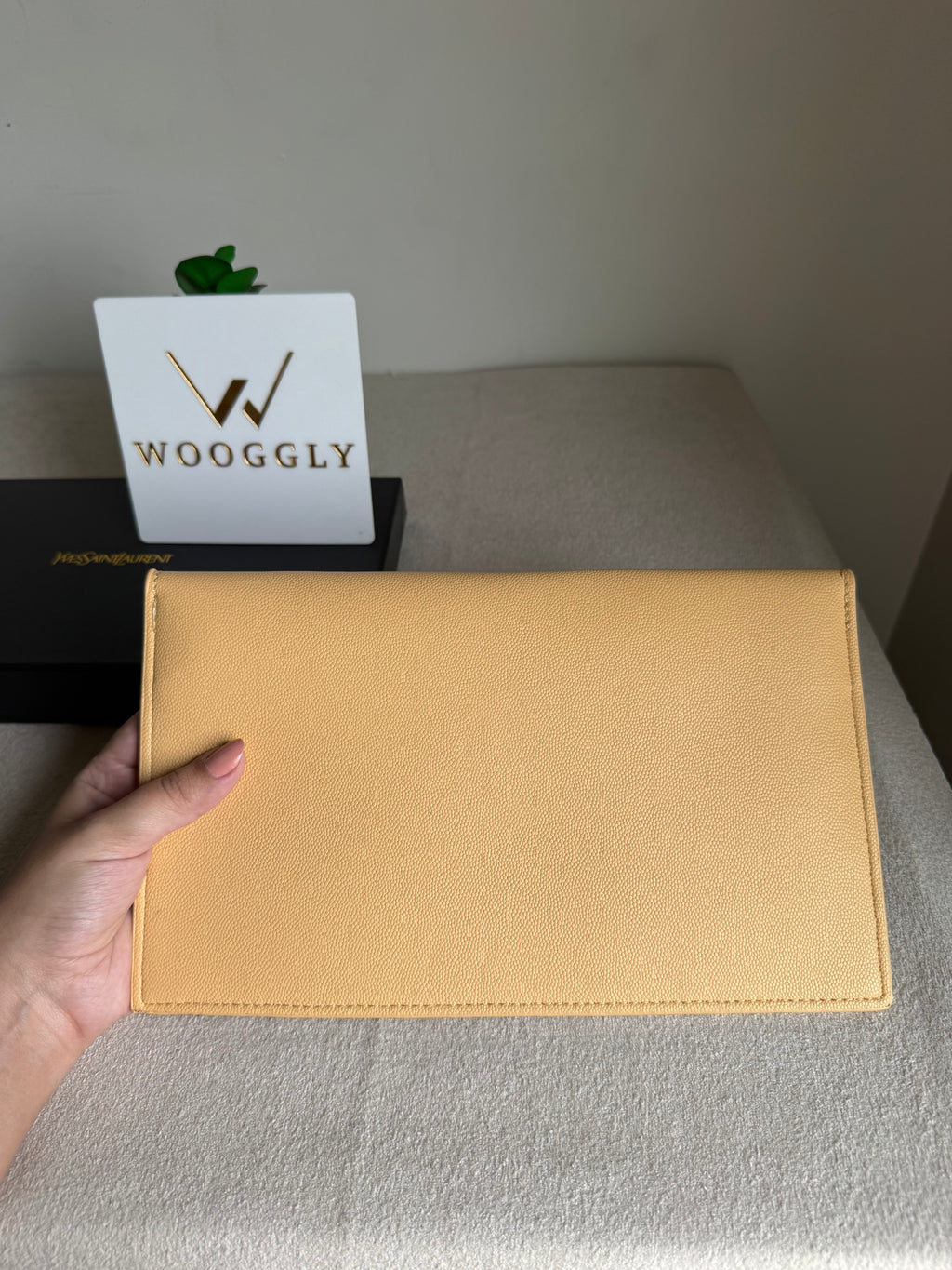 Premium Quality YSL Pouch with Box Packing - Butter Yellow