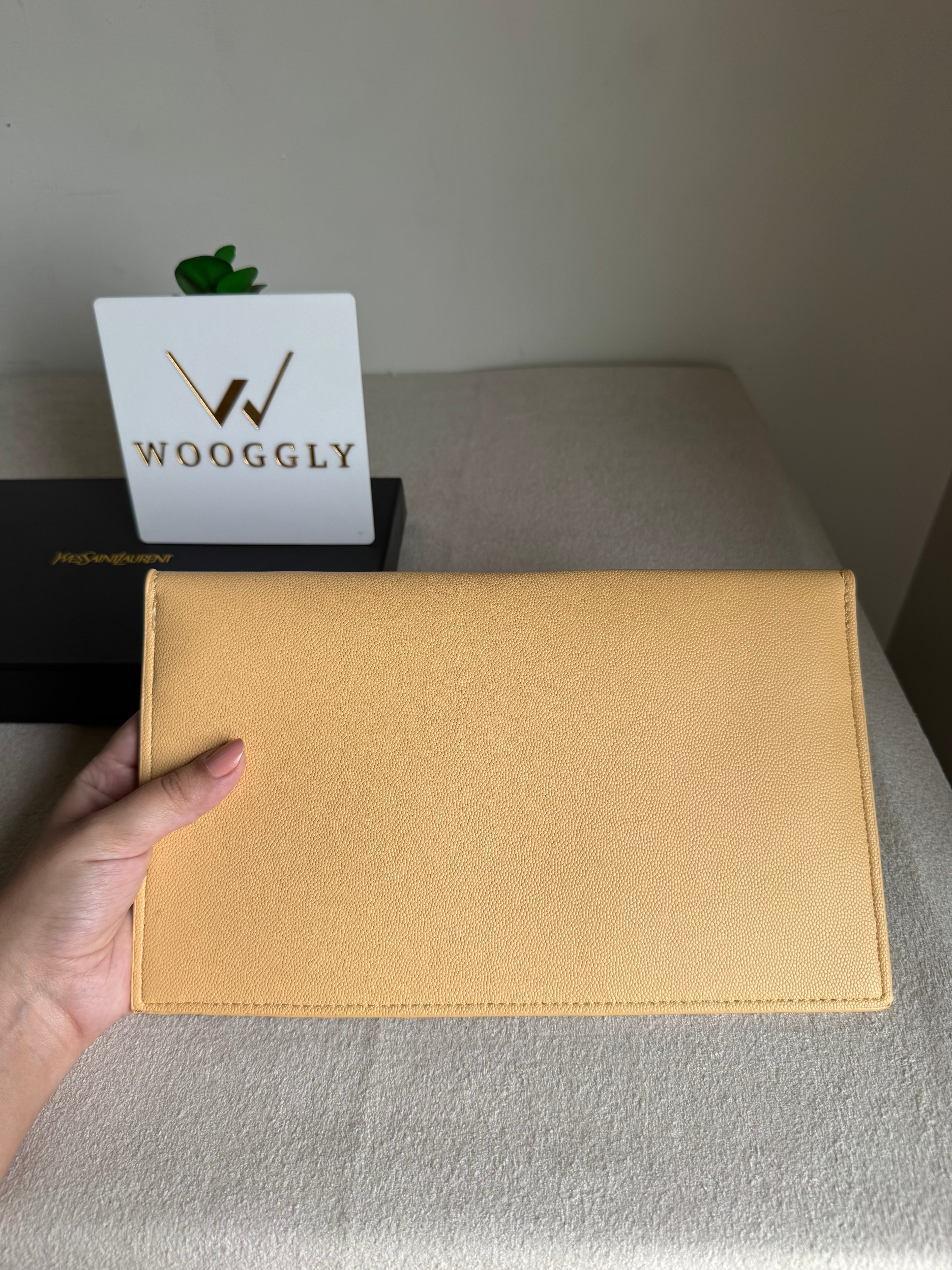 Premium Quality YSL Pouch with Box Packing - Butter Yellow