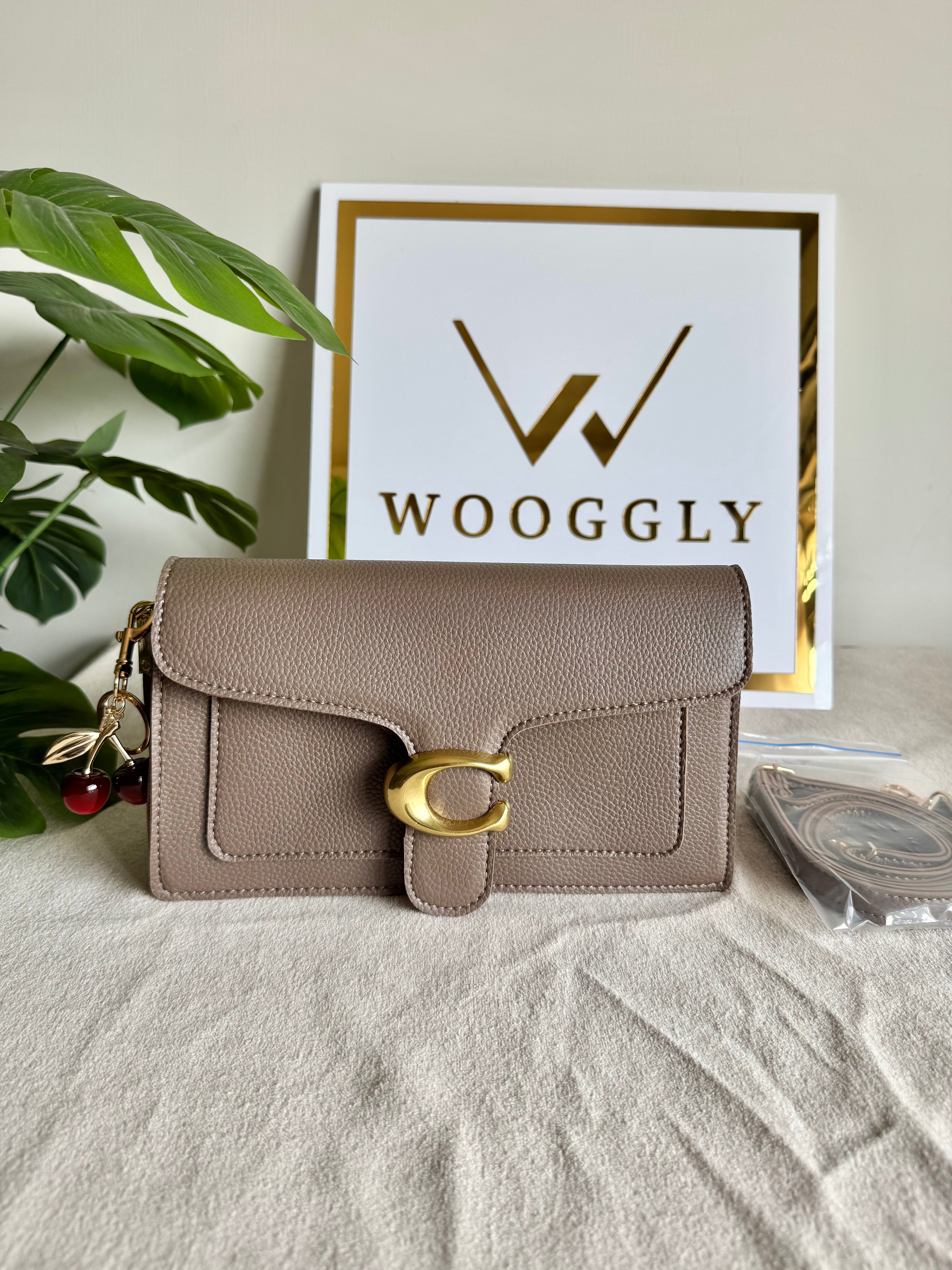 COACH TABBY with Coach Cherry Charm (Beige)