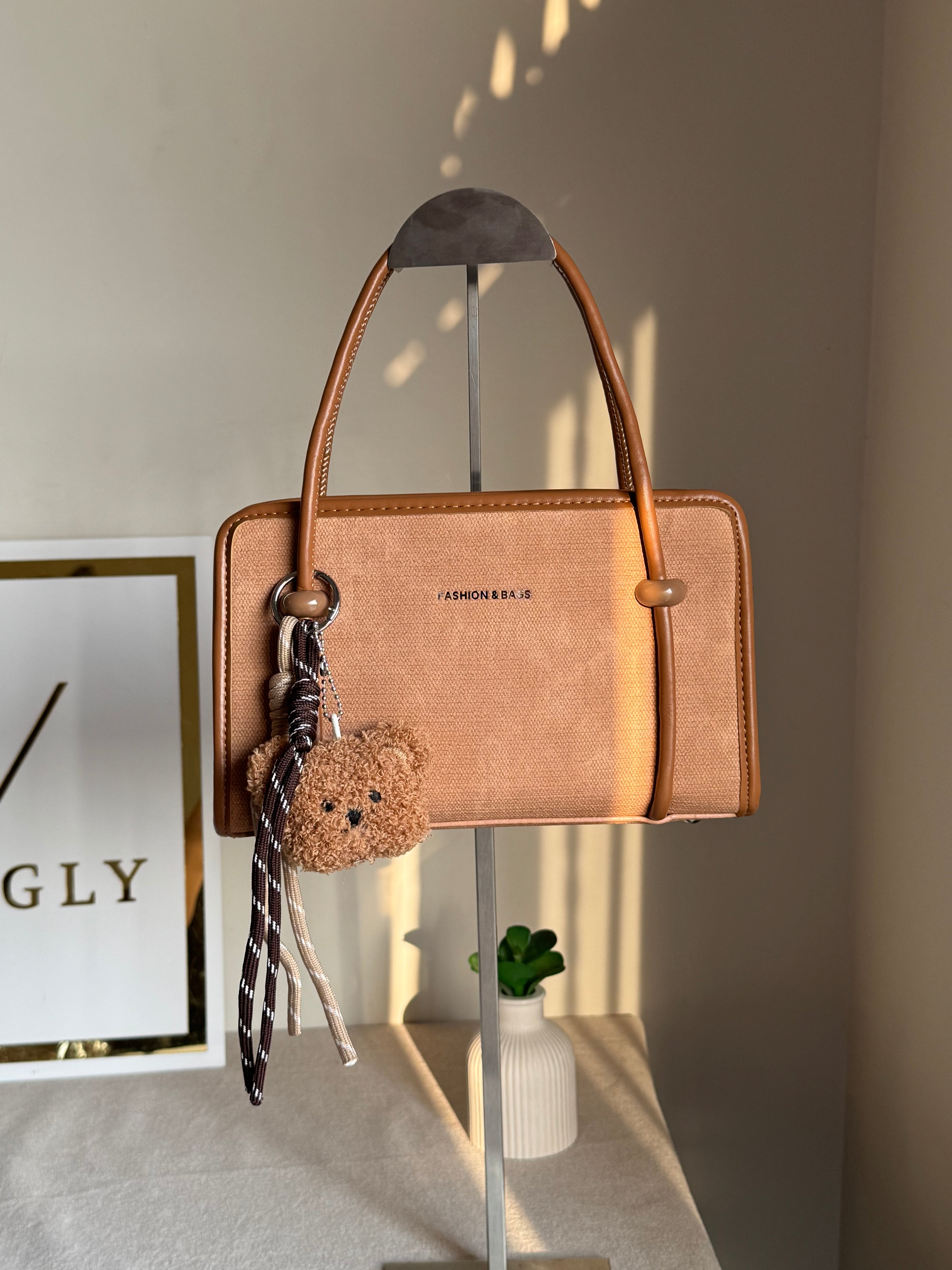 Coco Beige Teddy Bag with Teddy Bag Charm
